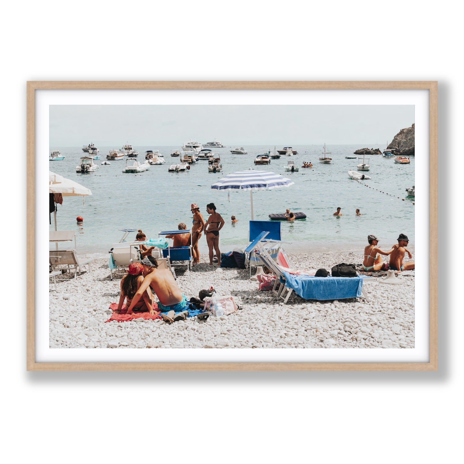 The Kiss Nerano wall art Statement fine art print in natural oak frame with matboard