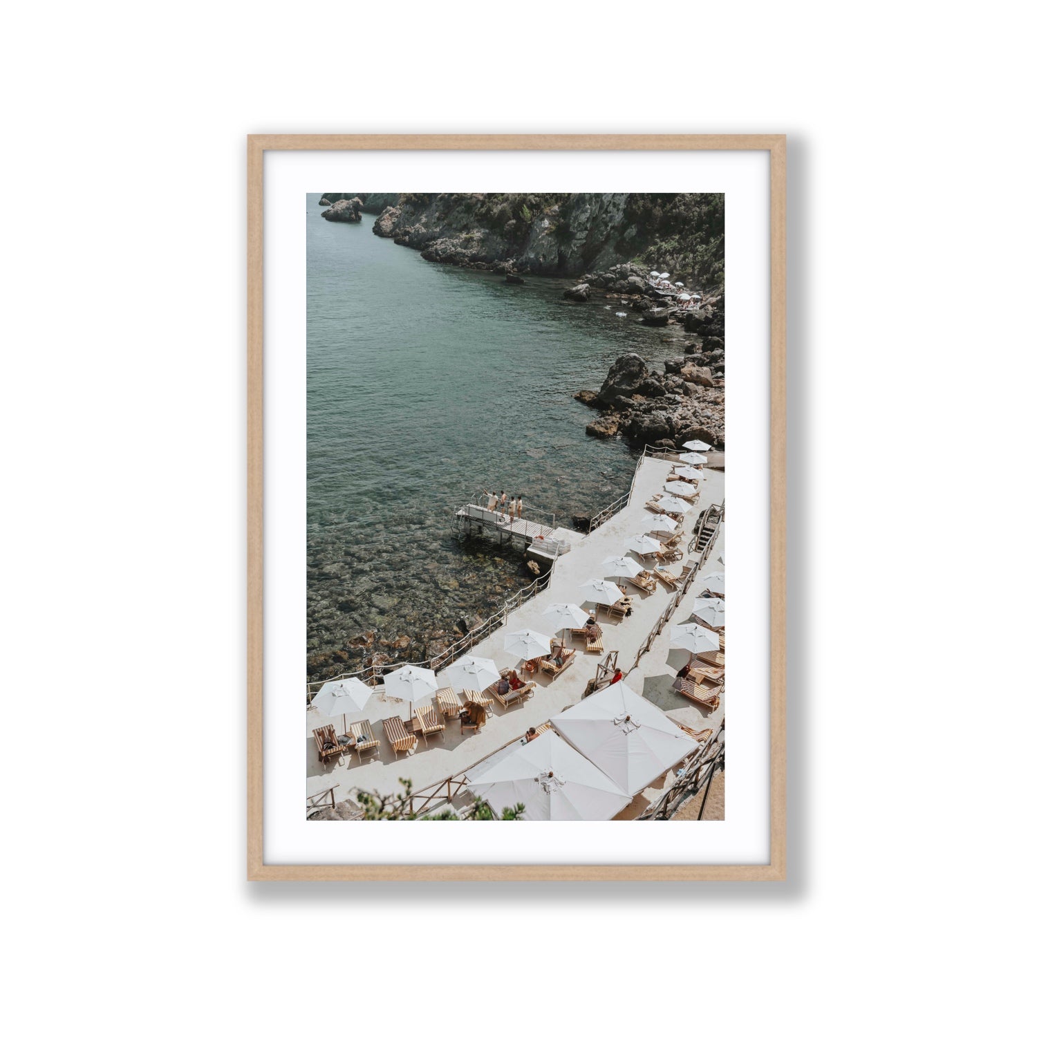 Pier Perspectives Tuscany coastal Italian wall art Extra Large fine art print in natural oak frame with matboard