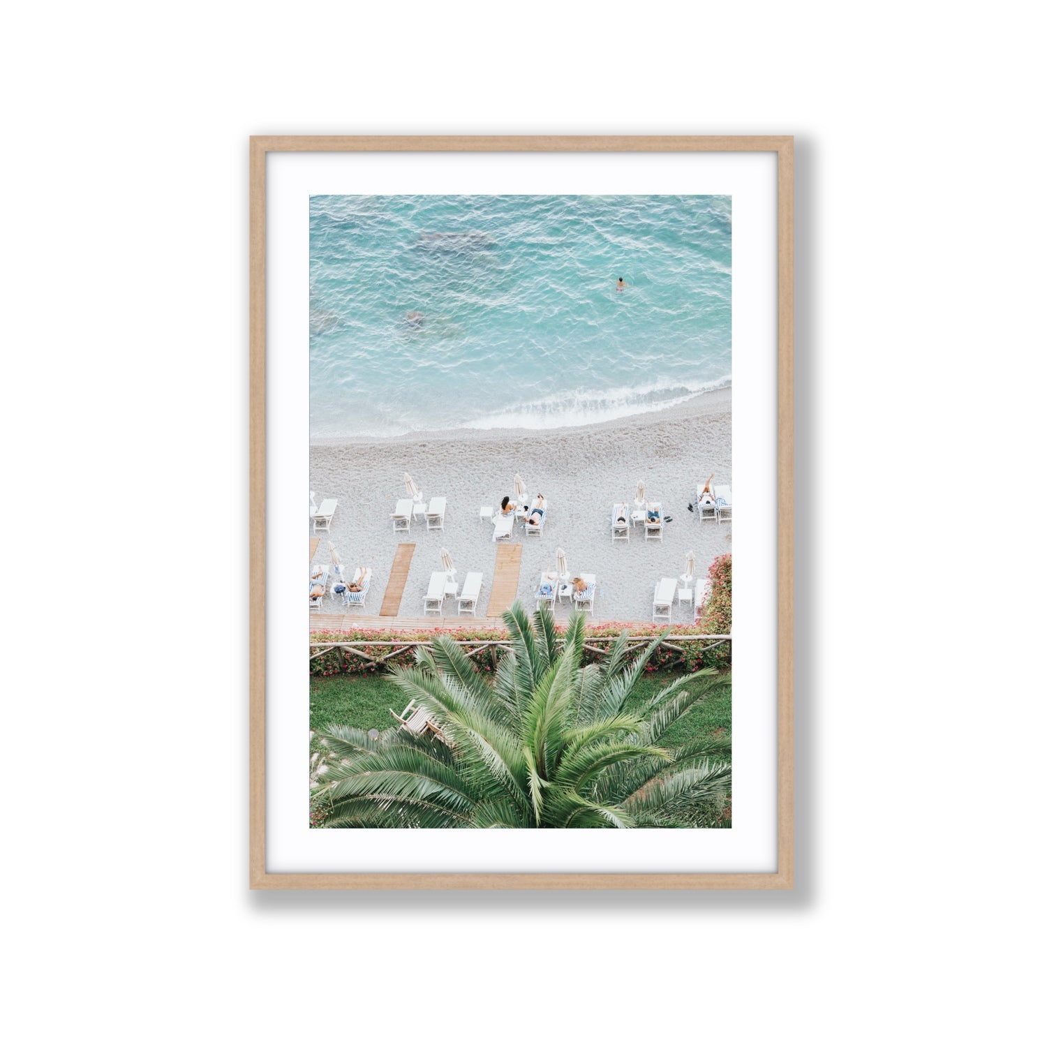 Paradiso Amalfi Mediterranean wall art Extra Large fine art print in natural oak frame with matboard