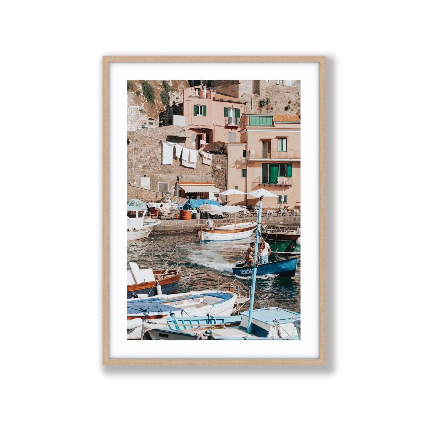 Coastal Carousel fine art print, Sorrento, Italy, Extra Large, Natural Oak Frame · Matboard, Fine Art Print