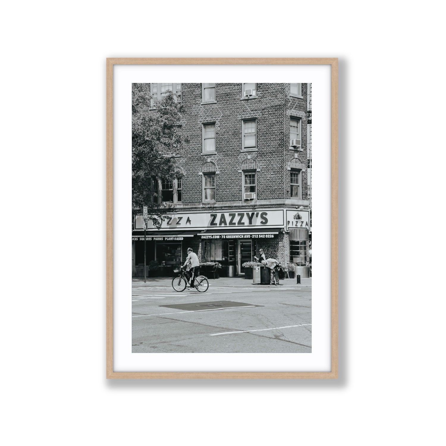 Zazzy's New York NYC Black & White wall art Extra Large fine art print in natural oak frame with matboard