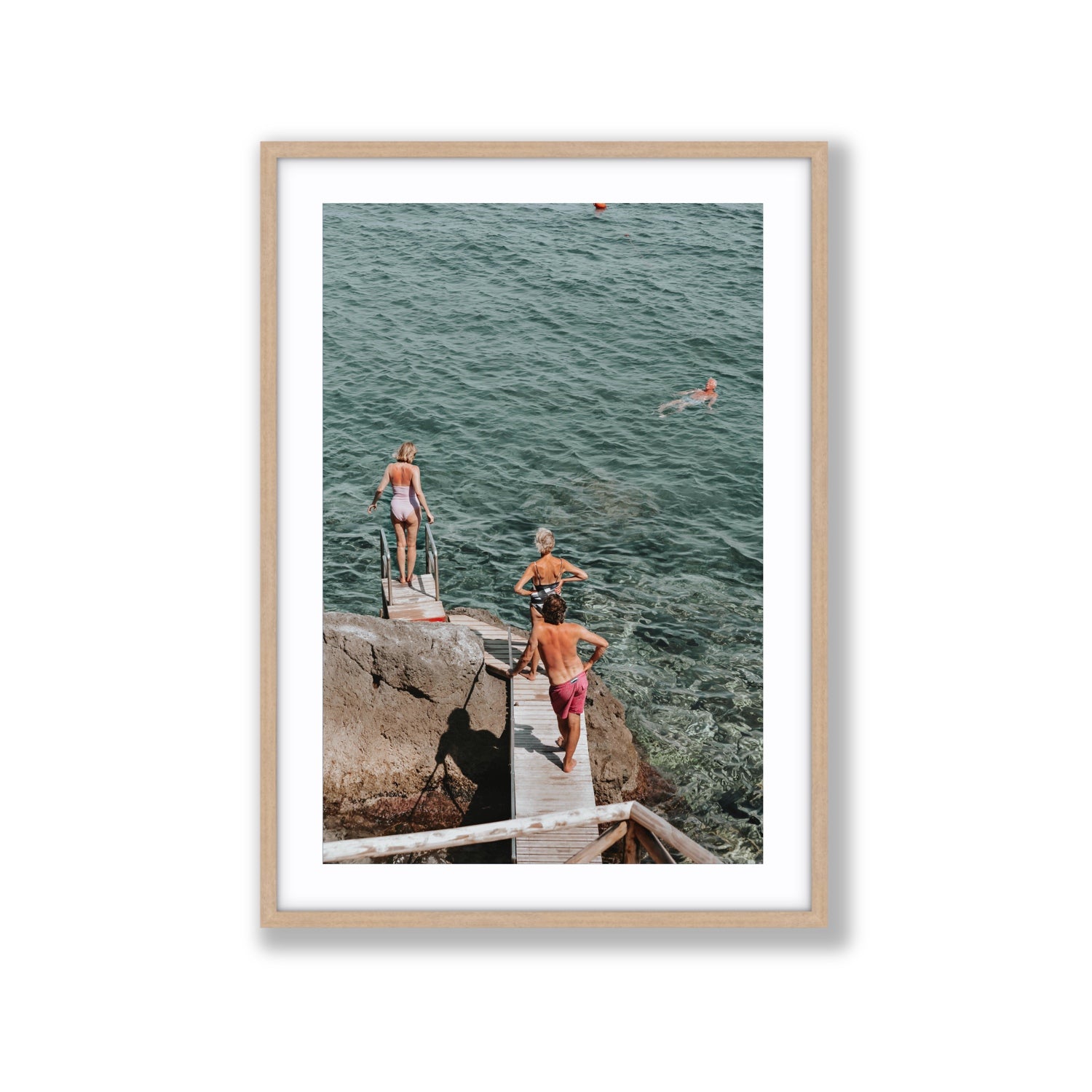 Freewheeling Spirit Tuscany coastal Italian wall art Extra Large fine art print in natural oak frame with matboard
