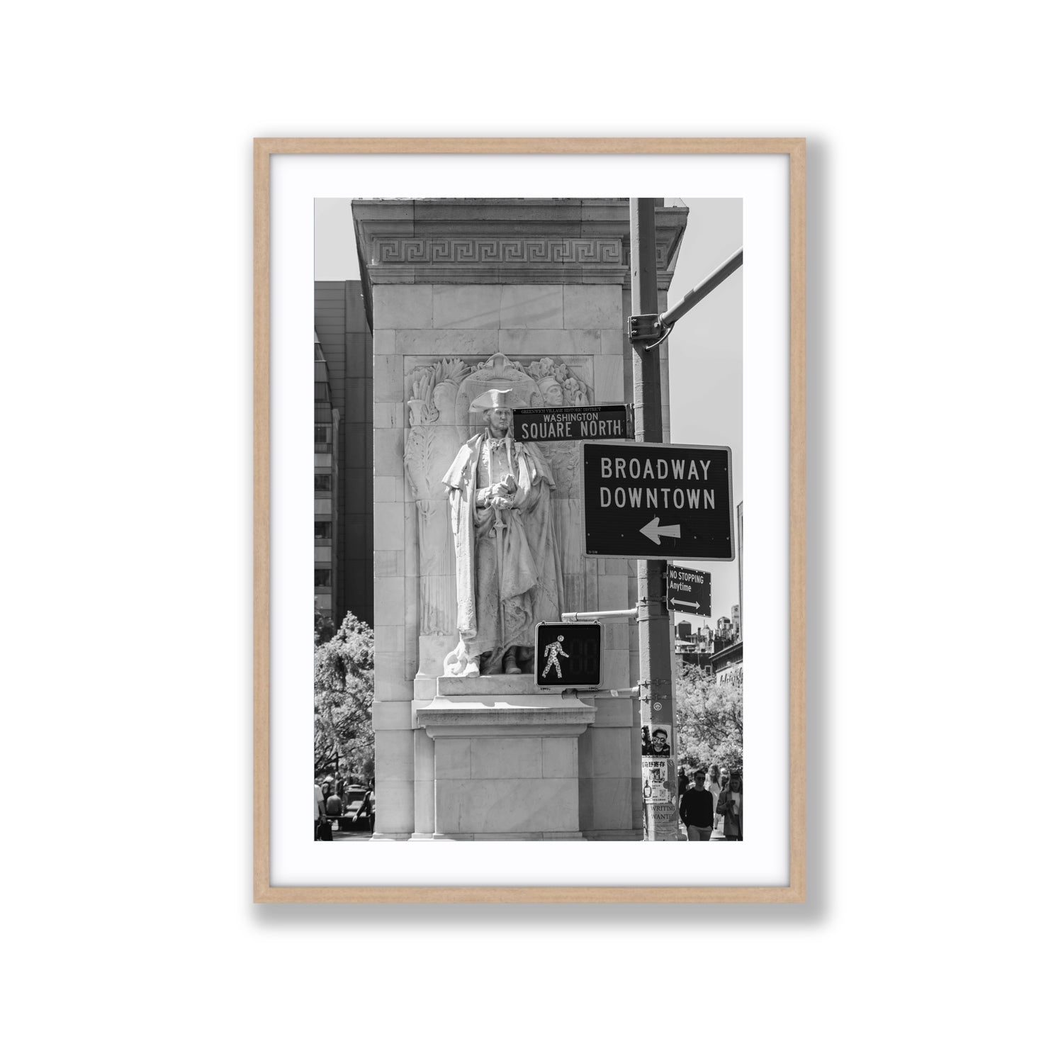 Silent Sentinels New York NYC Black & White wall art Extra Large fine art print in natural oak frame with matboard