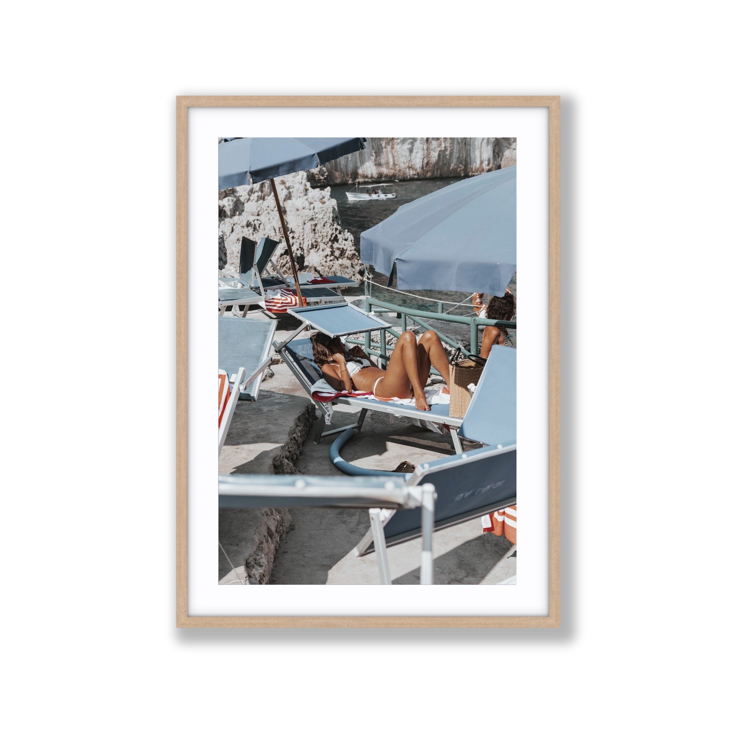 Beach Babe fine art print, Capri, Italy, Extra Large, Natural Oak Frame · Matboard, Fine Art Print