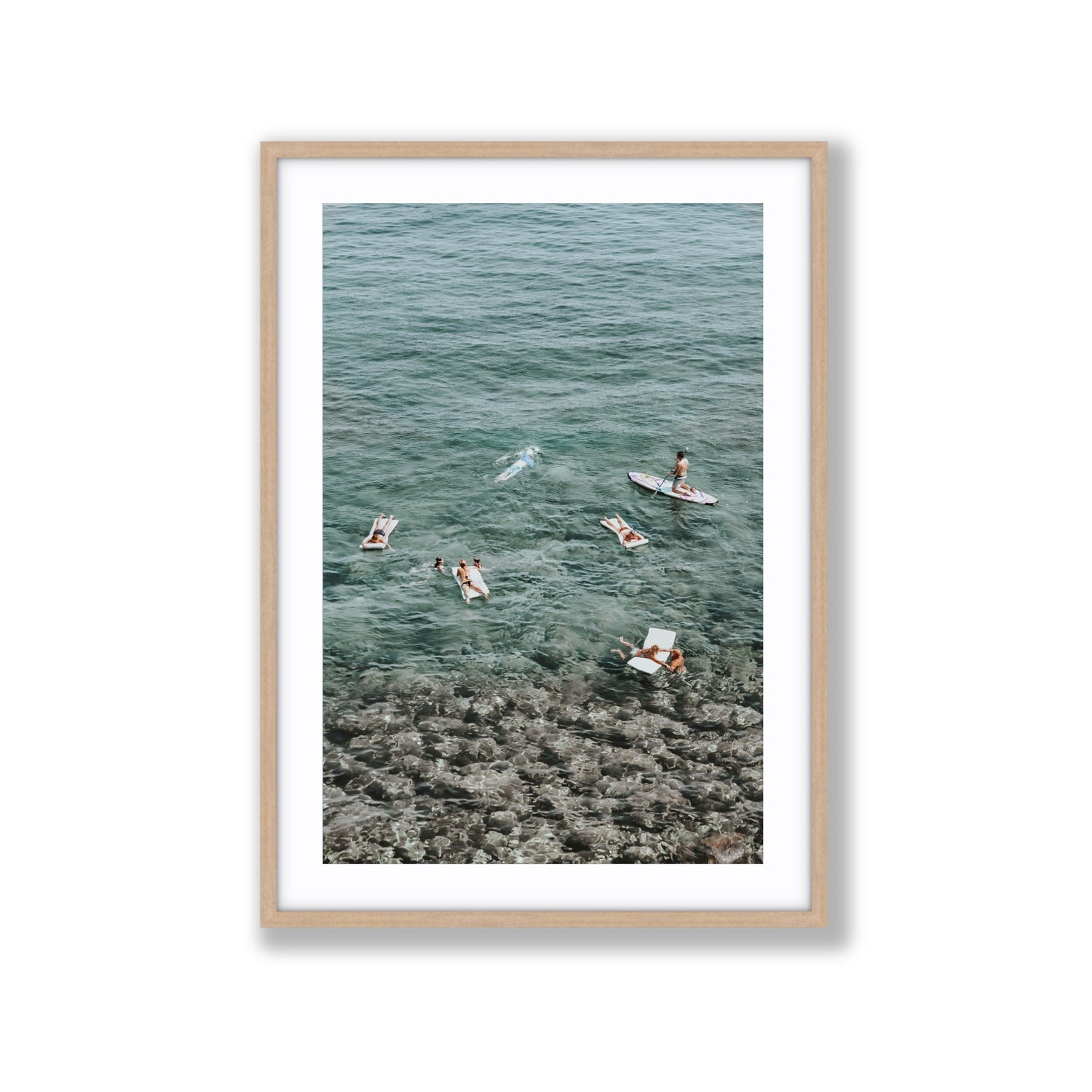 The Big Chill Tuscany coastal Italian wall art Extra Large fine art print in natural oak frame with matboard