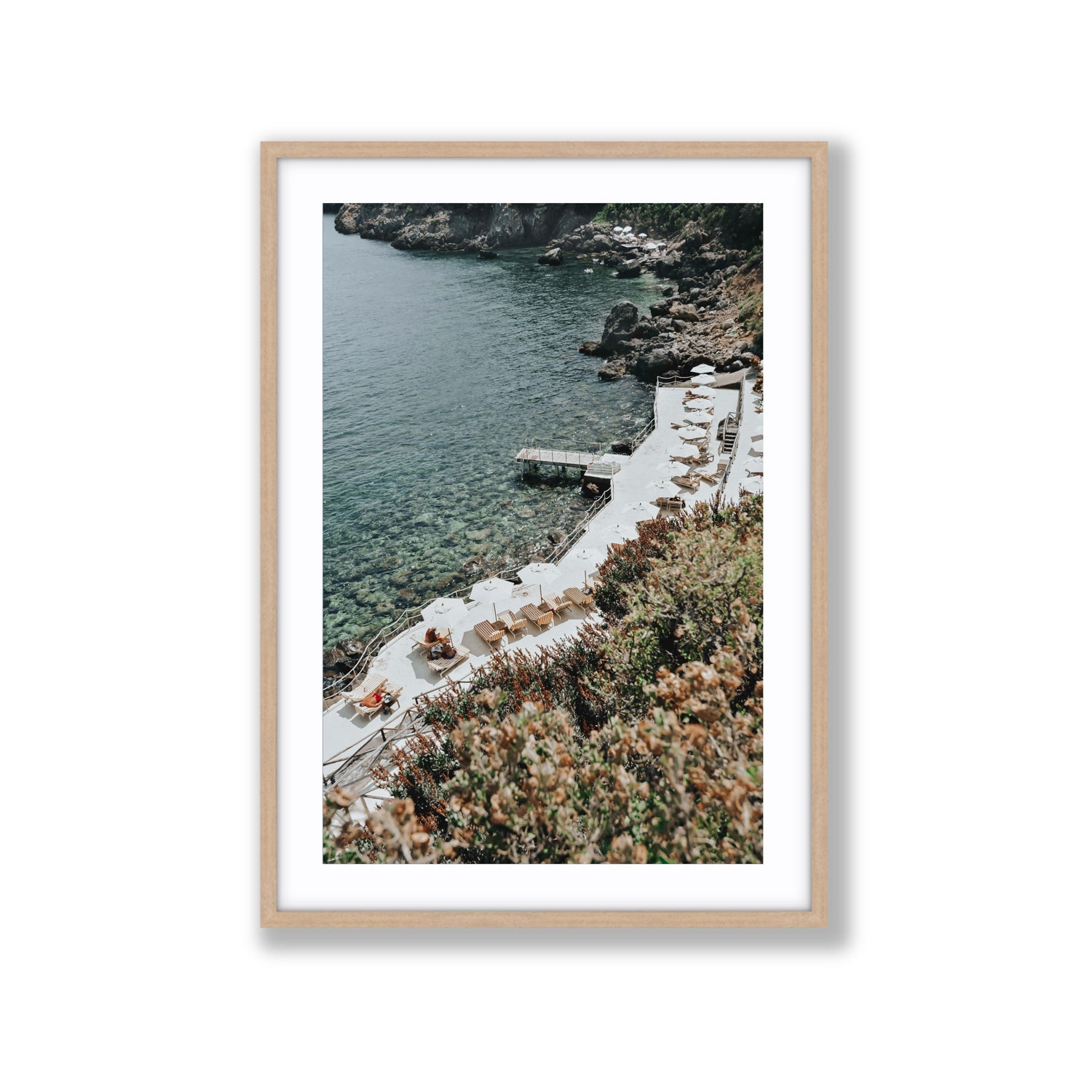 Go Beyond The Postcard Tuscany coastal wall art Extra Large fine art print in natural oak frame with matboard
