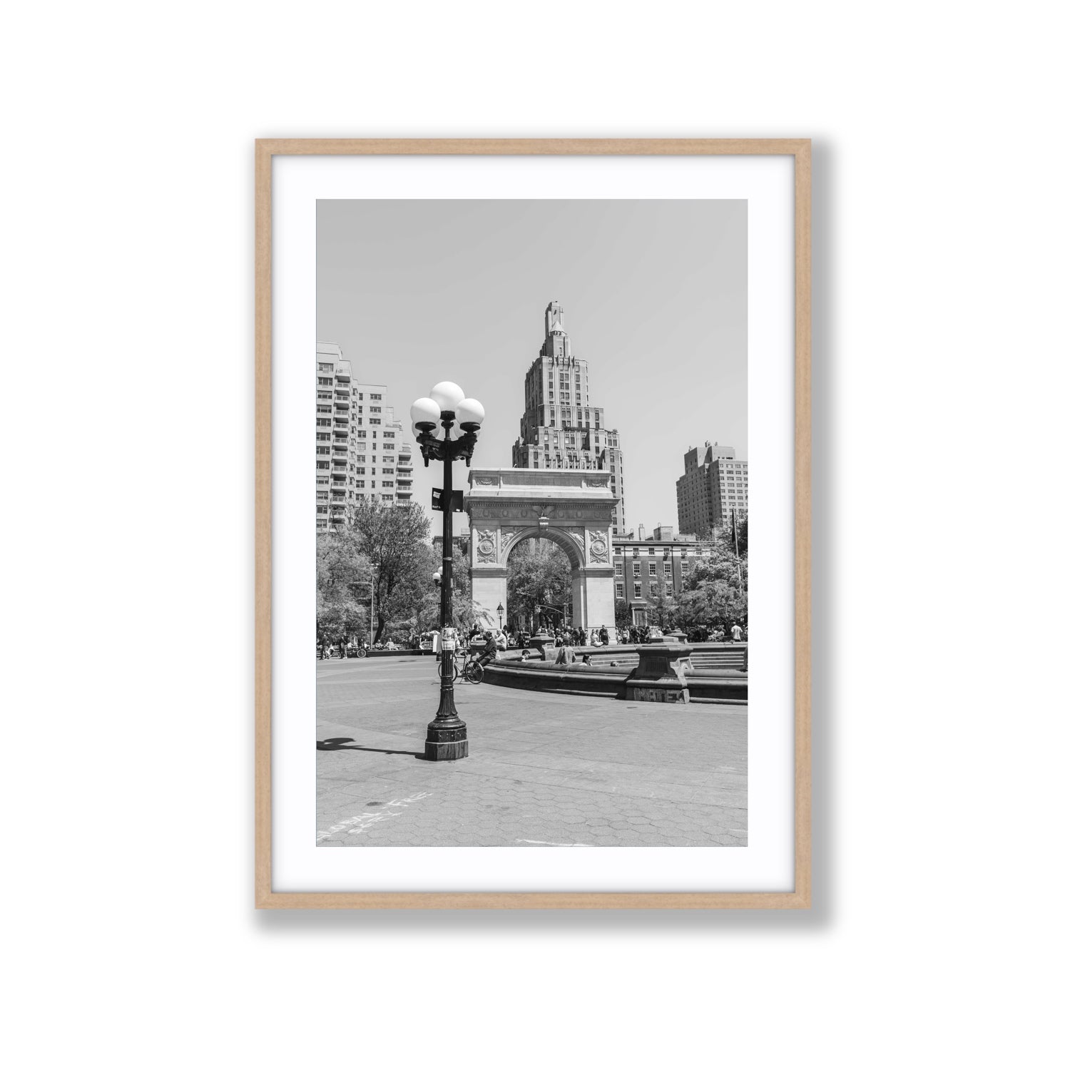 Pole Position New York NYC Black & White wall art Extra Large fine art print in natural oak frame with matboard