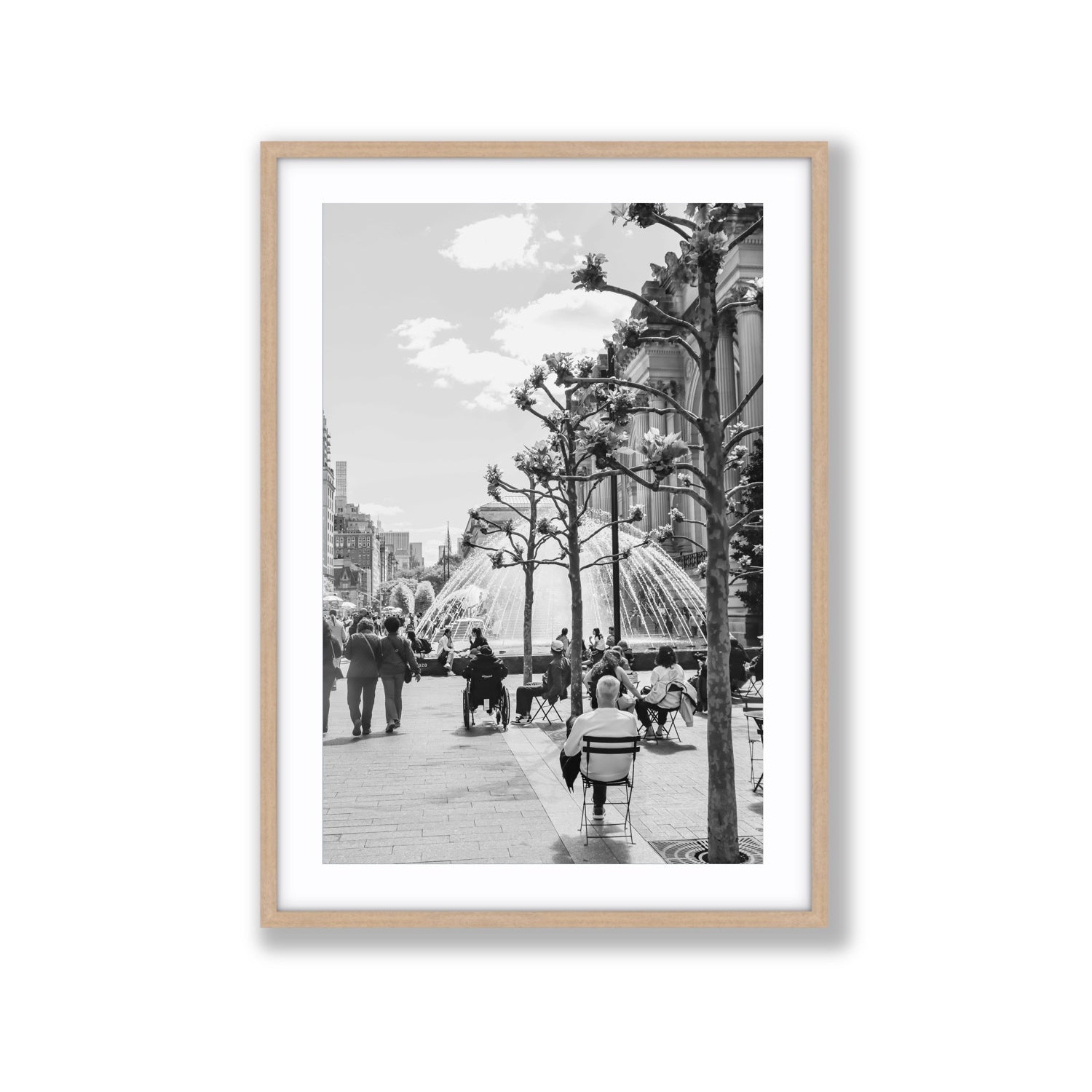 Luminary Noir New York NYC Black & White wall art Extra Large fine art print in natural oak frame with matboard