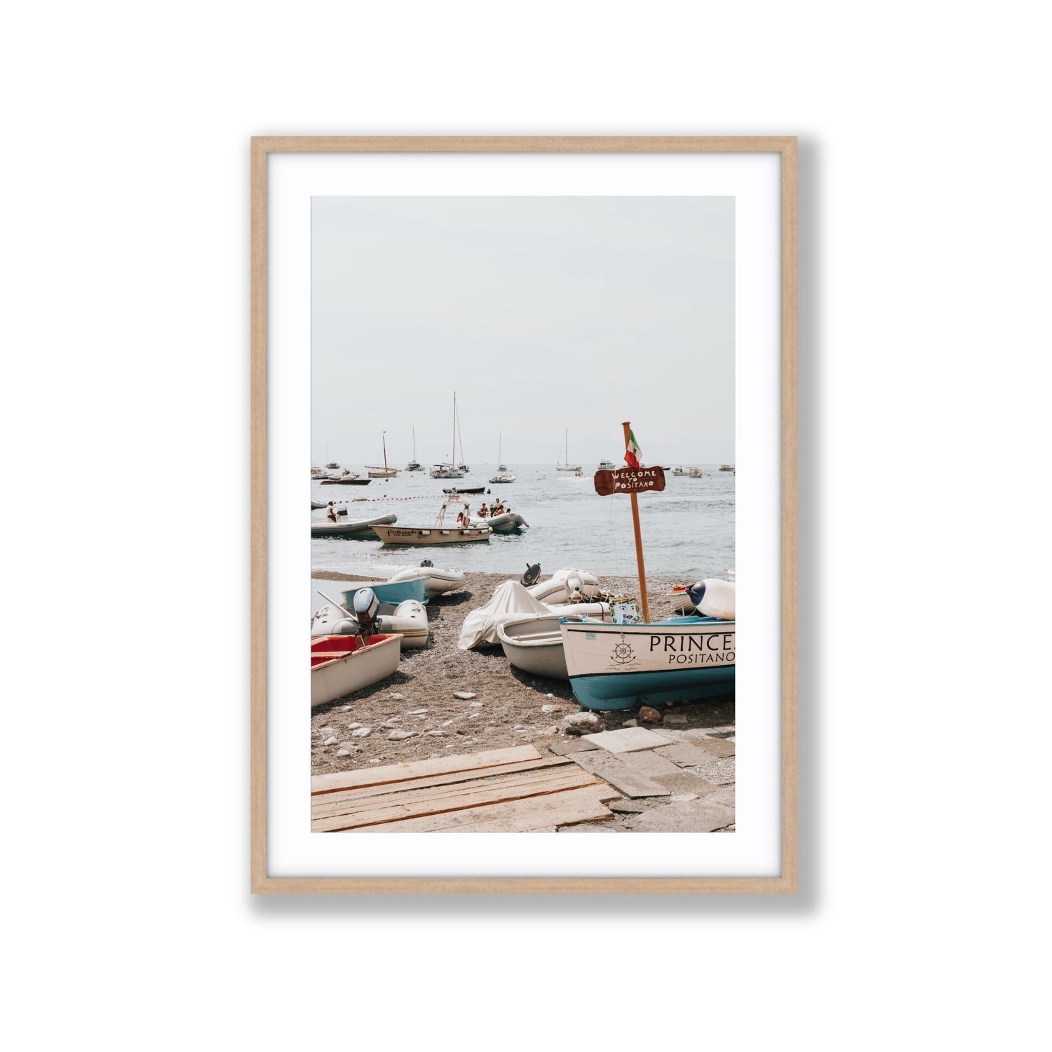 Coming Home fine art print, Positano, Italy, Extra Large, Natural Oak Frame · Matboard, Fine Art Print