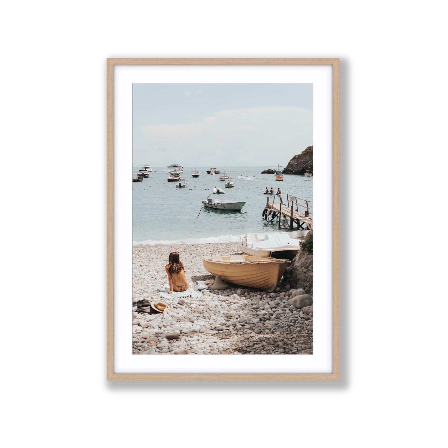 Solo Sojourn Nerano wall art Extra Large fine art print in natural oak frame with matboard