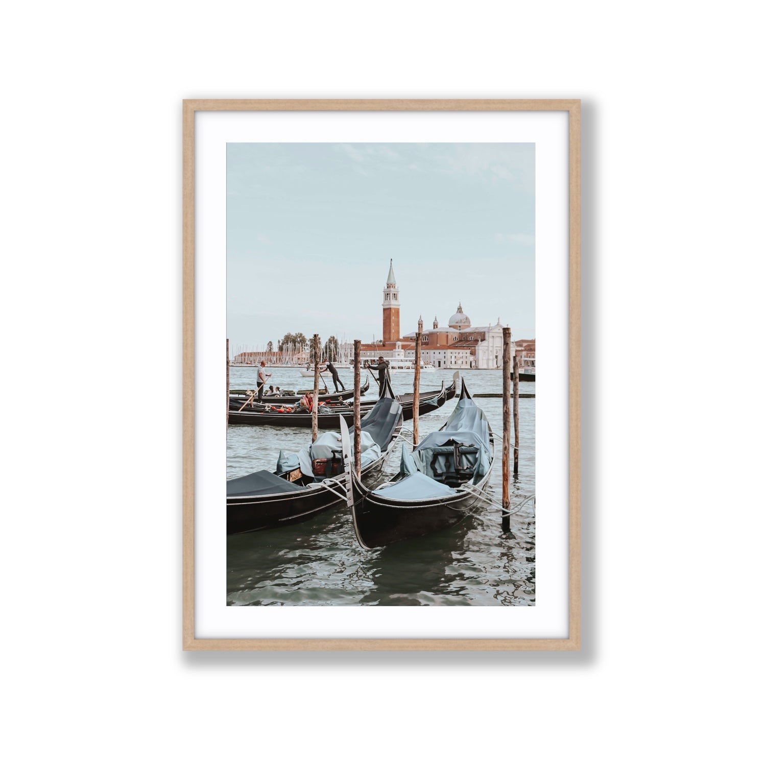 Italian Commute Venice Italian Mediterranean decor wall art Extra Large fine art print in natural oak frame with matboard
