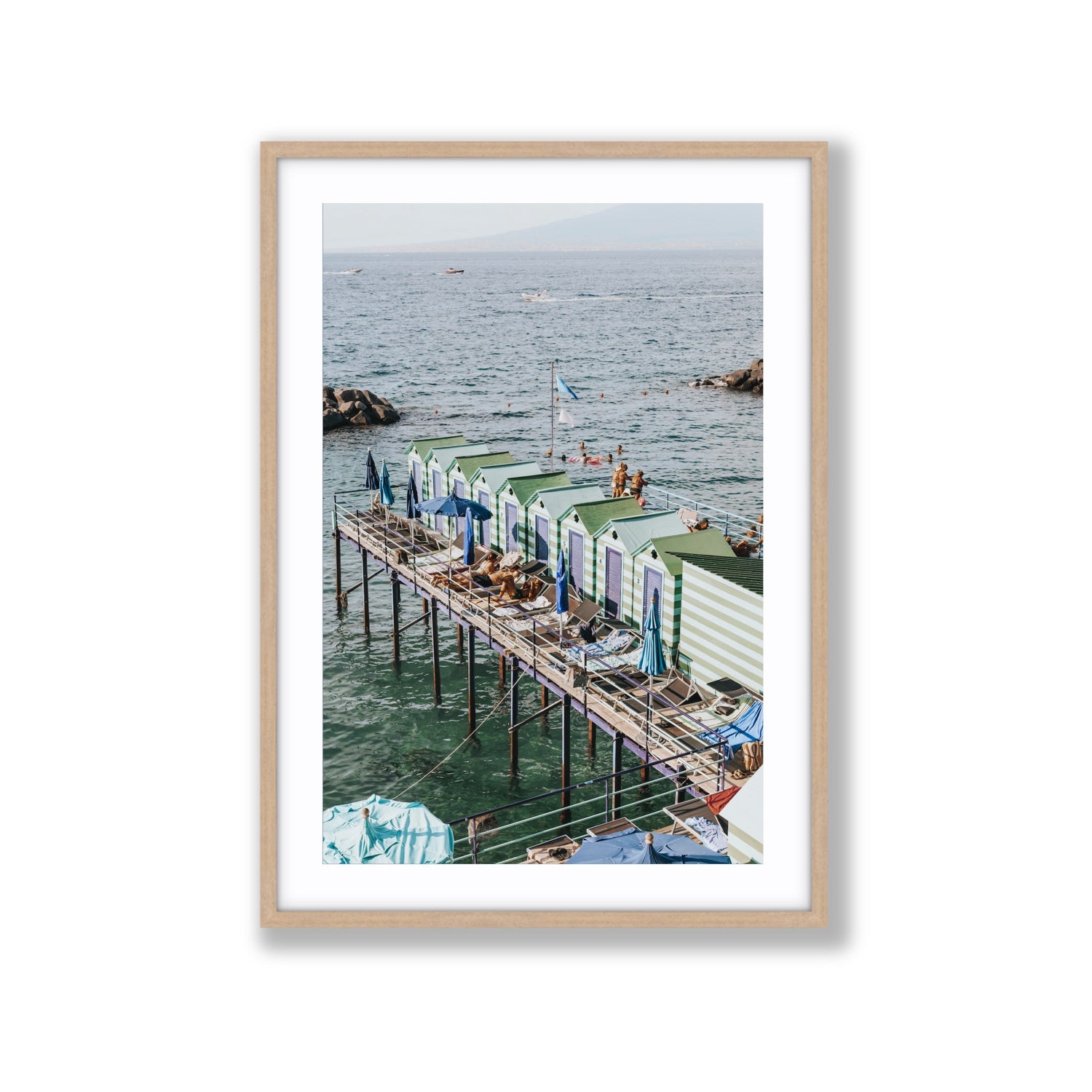 Cabine da Spiaggia fine art print, Sorrento, Italy, Extra Large, Natural Oak Frame · Matboard, Fine Art Print