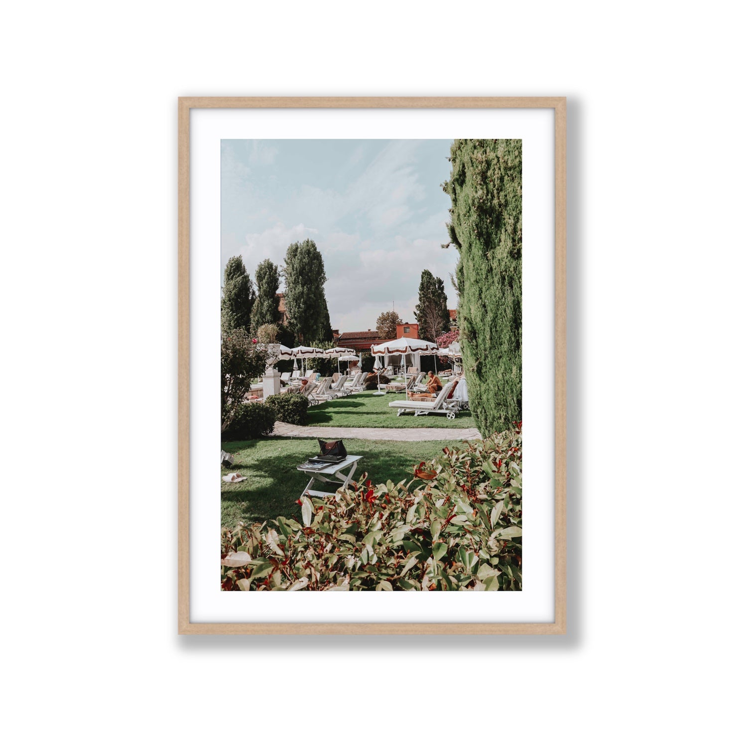 Private Serenity Venice Italian wall art Extra Large fine art print in natural oak frame with matboard