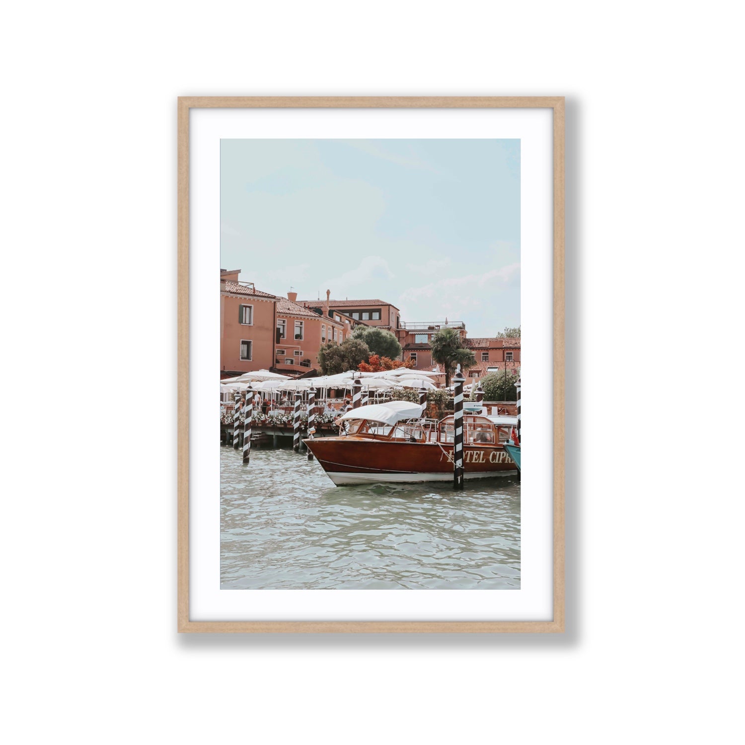 Queen Of The Adriatic Venice Italian wall art Extra Large fine art print in natural oak frame with matboard