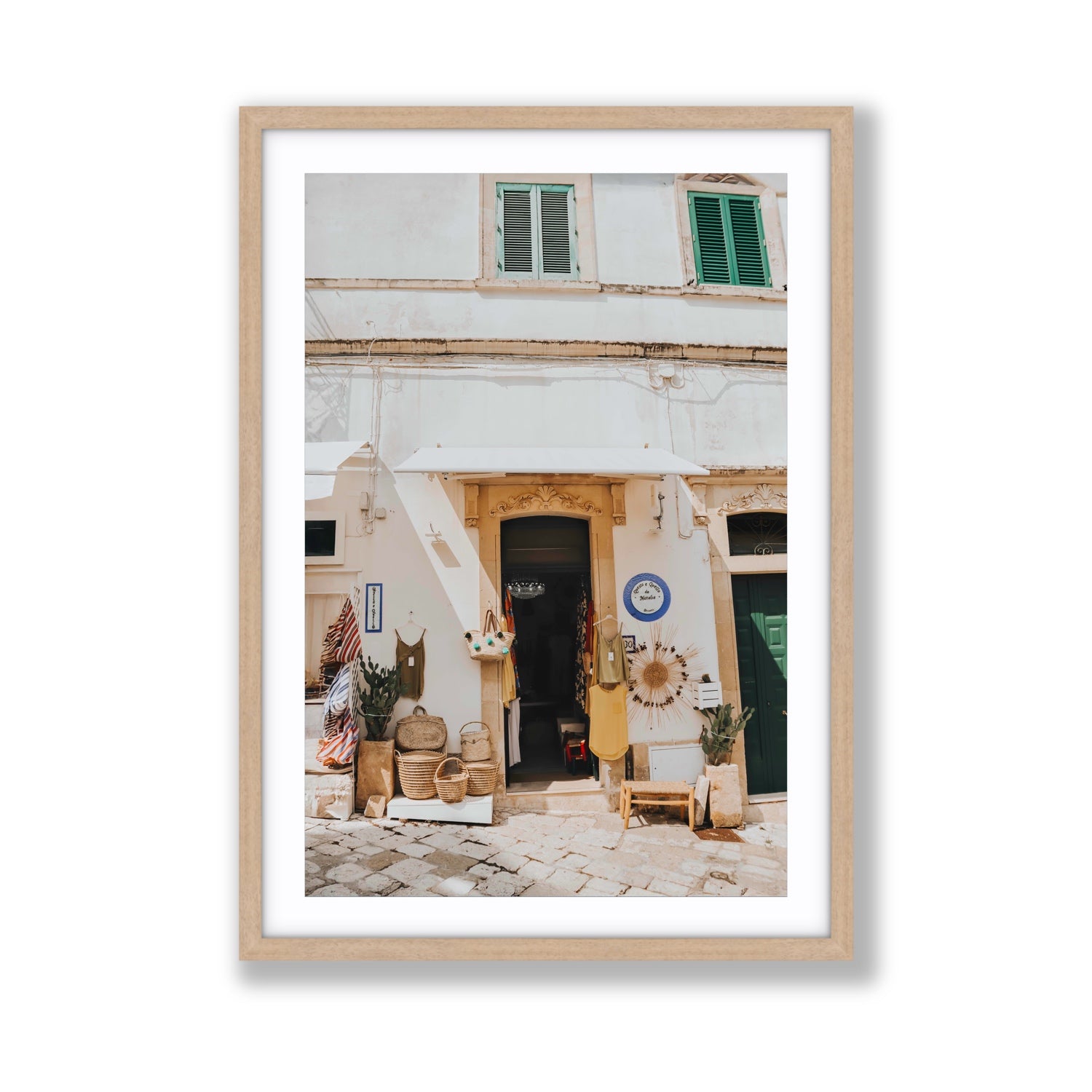 Artisan Ambience Puglia Italian wall art Giant fine art print in natural oak frame with matboard