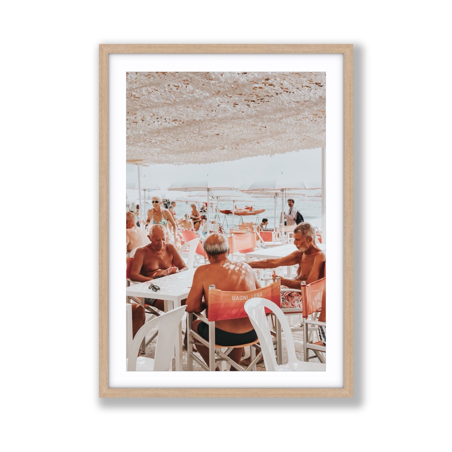 The Players fine art print, Alassio, Italy, Giant, Natural Oak Frame · Matboard, Fine Art Print