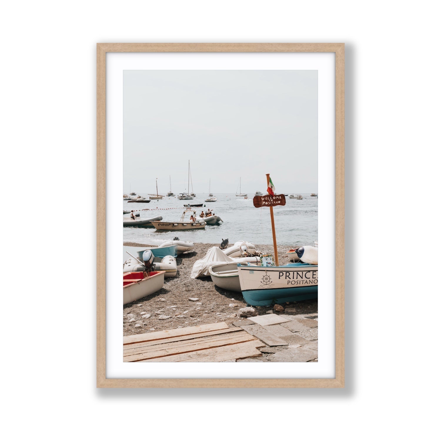 Coming Home fine art print, Positano, Italy, Giant, Natural Oak Frame · Matboard, Fine Art Print