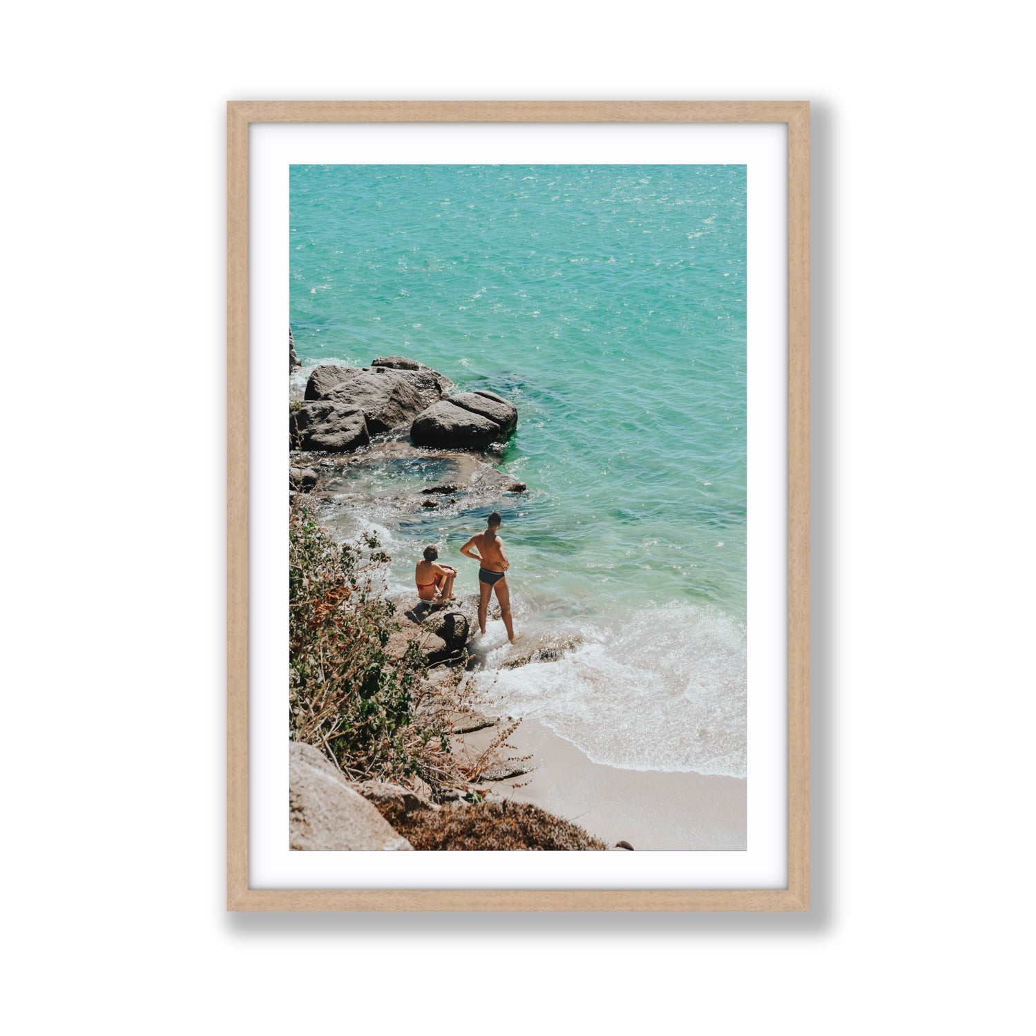 Scene Stealers Mykonos Greek island wall art Giant fine art print in natural oak frame with matboard