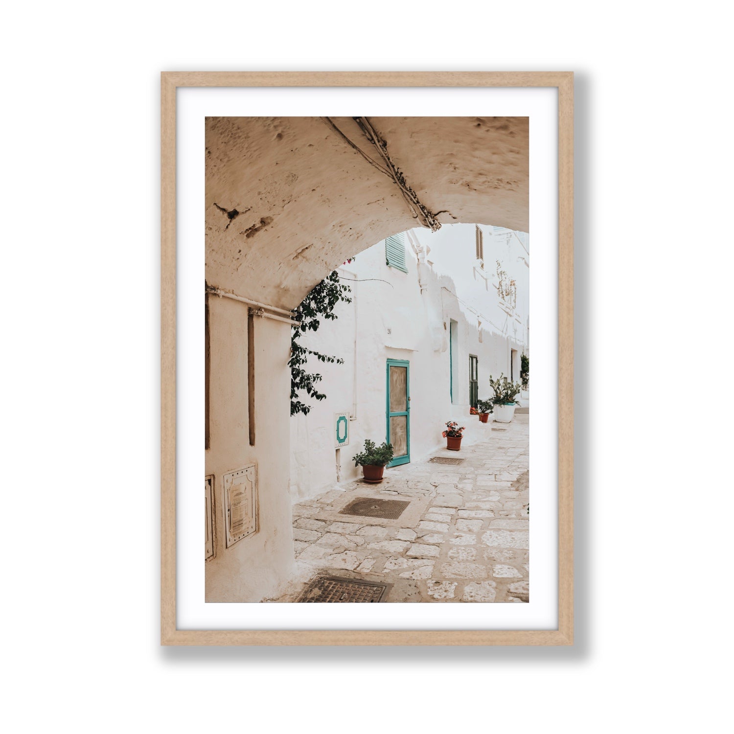 La Citta Bianca Puglia La Città Bianca wall art Giant fine art print in natural oak frame with matboard