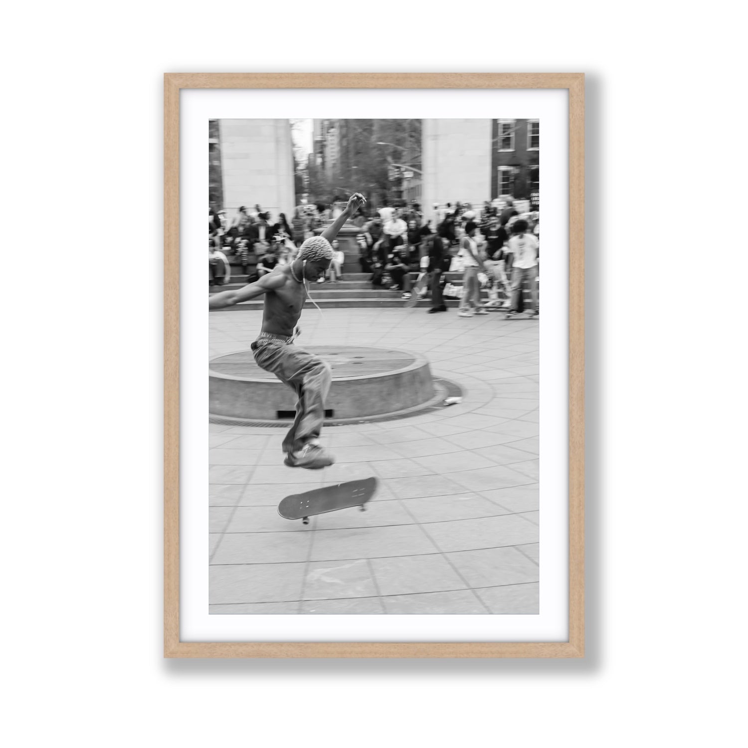 Airborne Rhythms New York NYC Black & White wall art Giant fine art print in natural oak frame with matboard