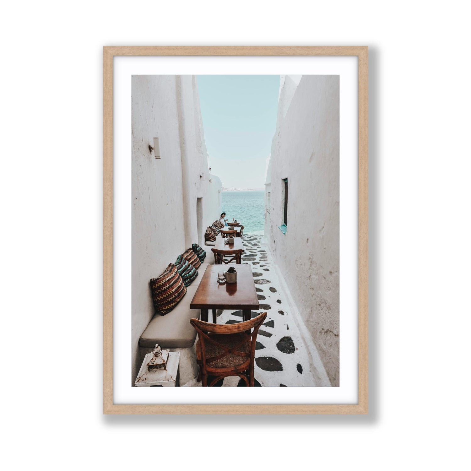 Trip Down Memory Lane fine art print, Mykonos, Greece, Giant, Natural Oak Frame · Matboard, Fine Art Print