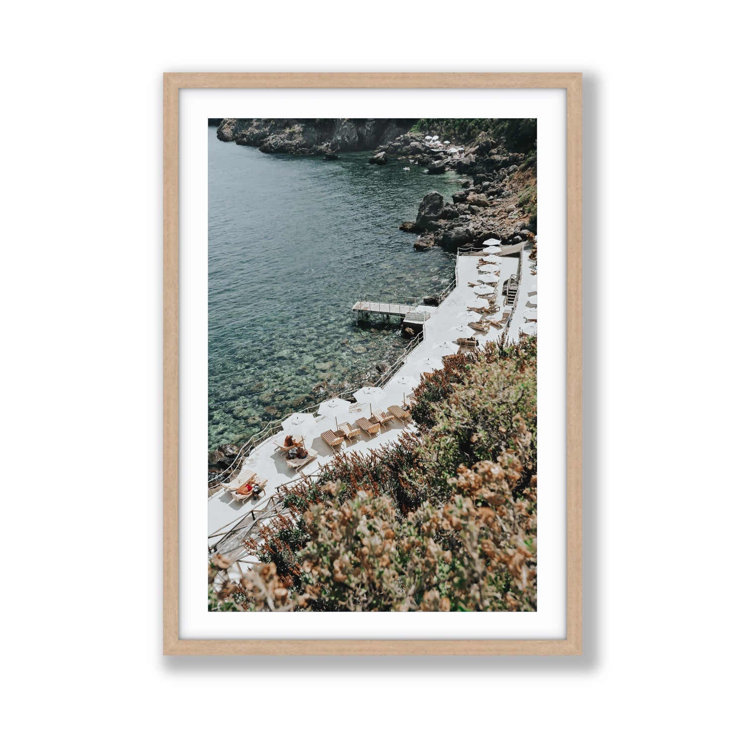 Go Beyond The Postcard Tuscany coastal wall art Giant fine art print in natural oak frame with matboard
