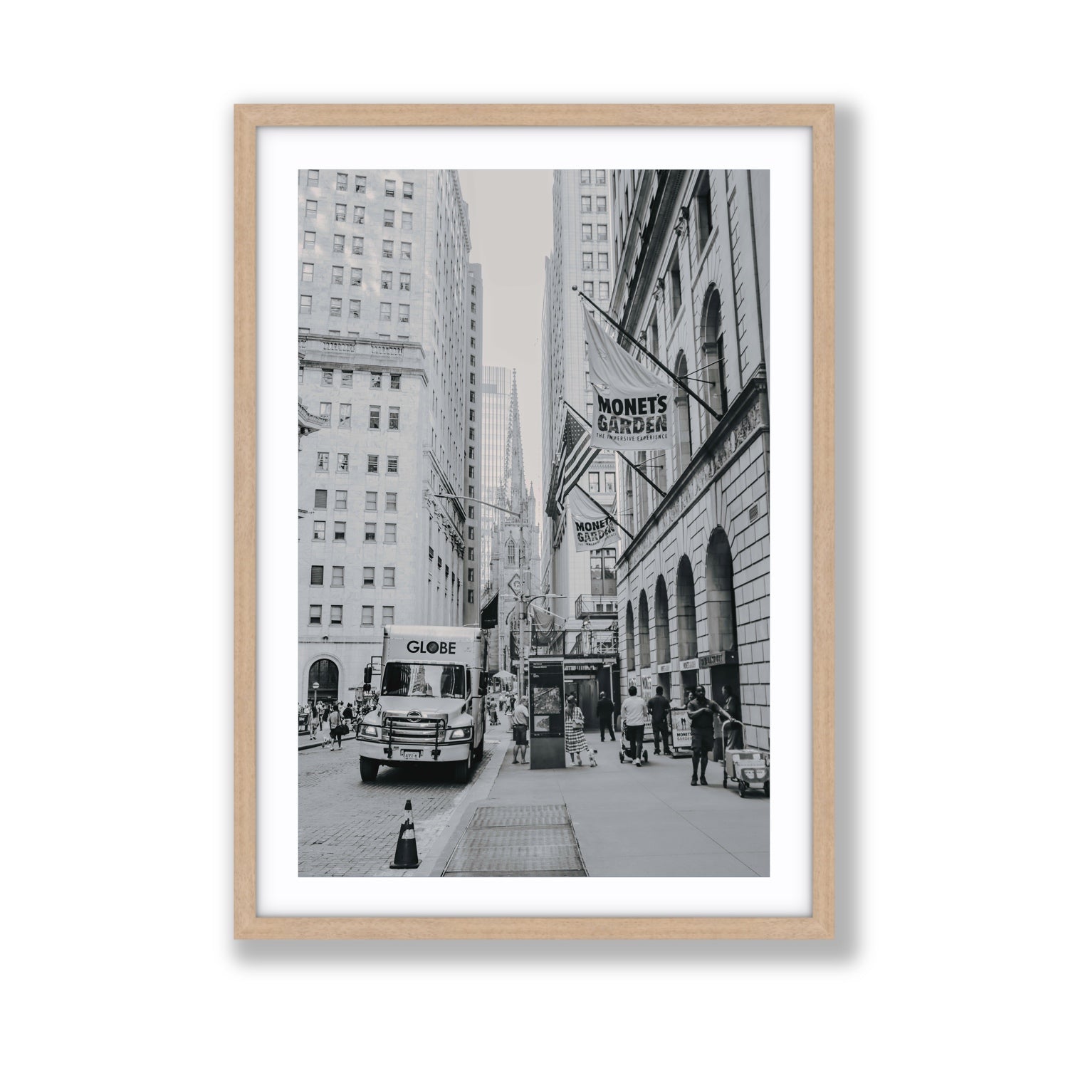 Metropolitan Monotone New York NYC Black & White wall art Giant fine art print in natural oak frame with matboard