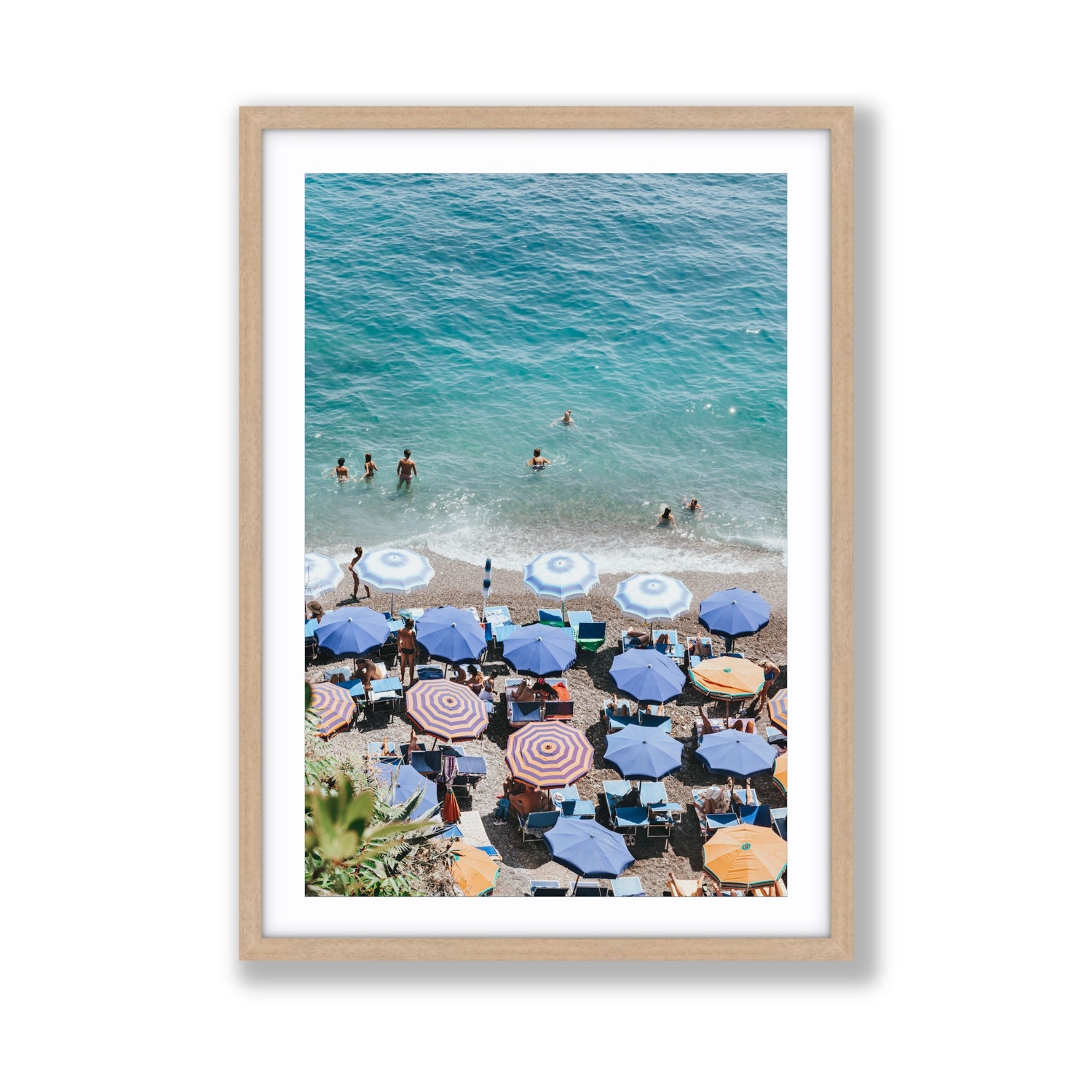 Paradise Beach fine art print, Positano, Italy, Giant, Natural Oak Frame · Matboard, Fine Art Print