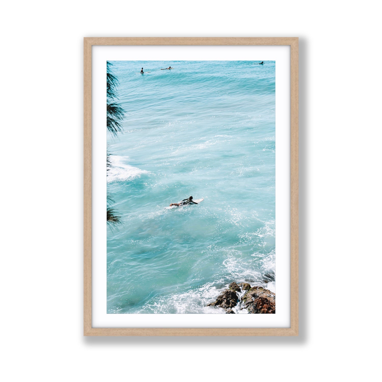 Blue Crush fine art print, Byron Bay, Australia, Giant, Natural Oak Frame · Matboard, Fine Art Print
