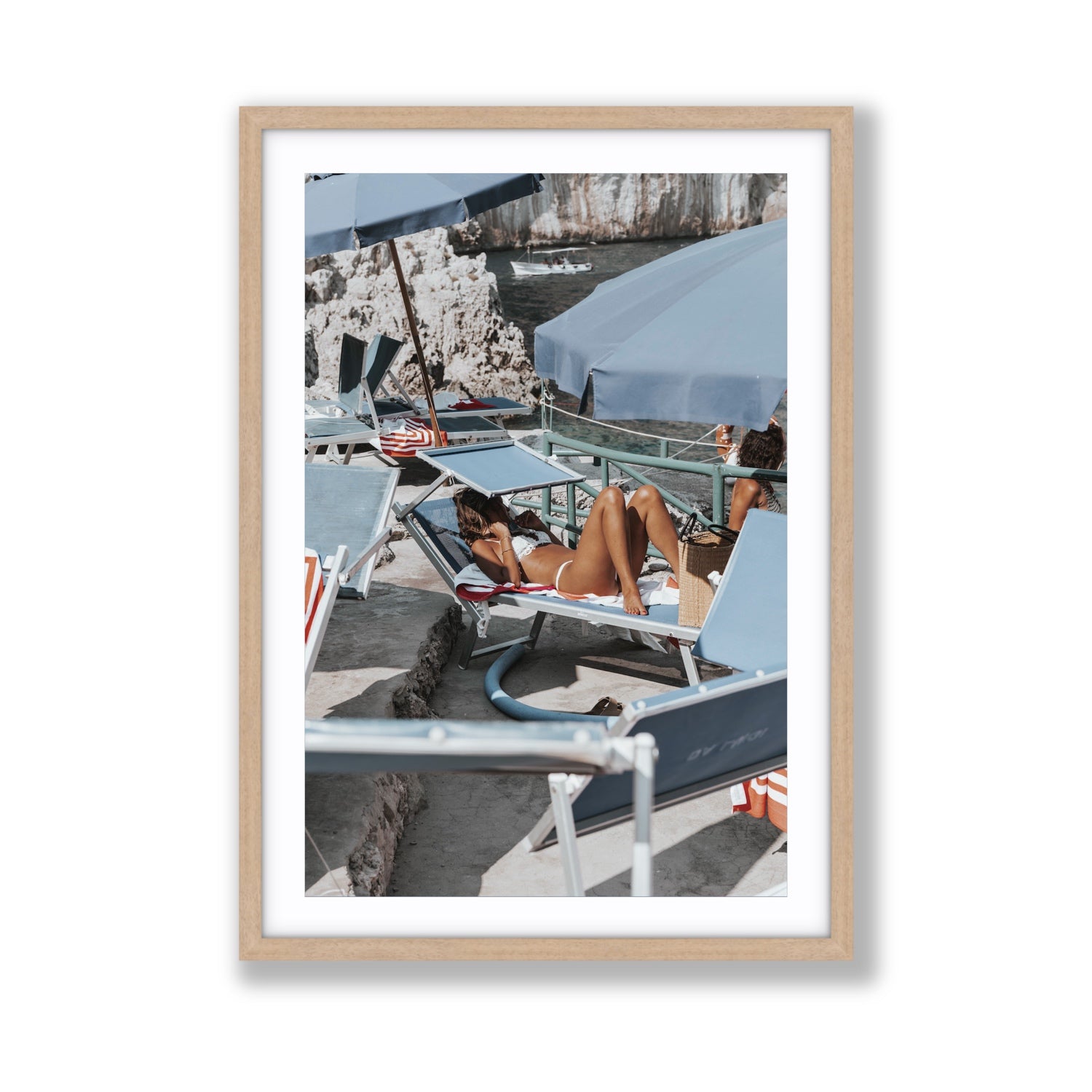 Beach Babe fine art print, Capri, Italy, Giant, Natural Oak Frame · Matboard, Fine Art Print
