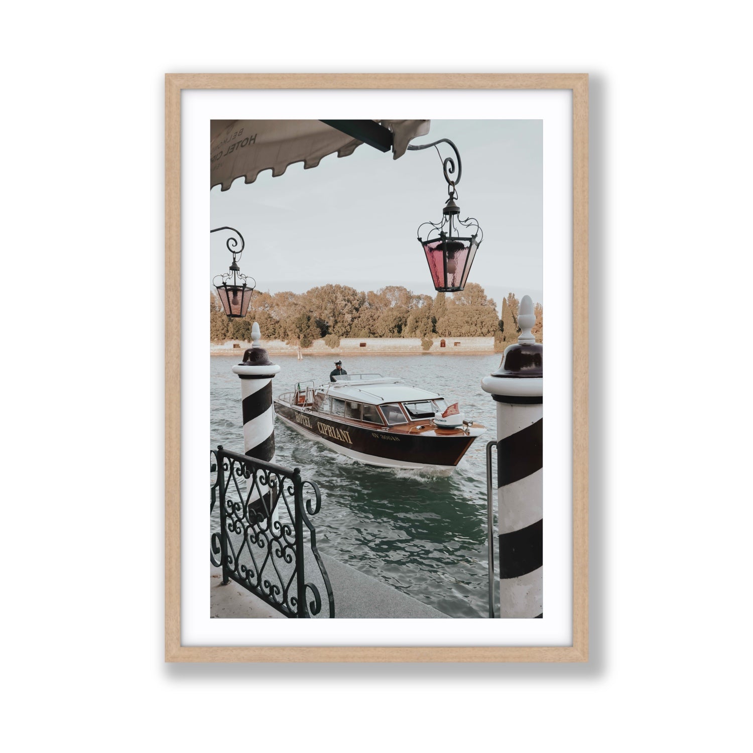 Taxi Shuttle Venice wall art Giant fine art print in natural oak frame with matboard