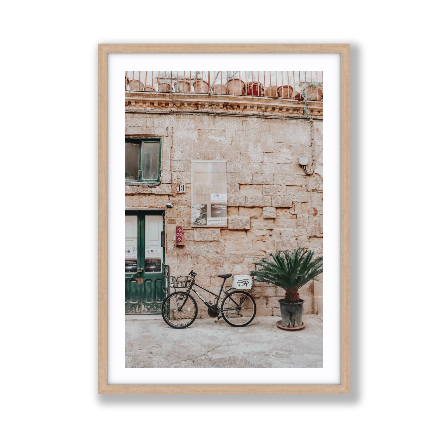 Salento Streets Puglia Lecce Italian wall art Giant fine art print in natural oak frame with matboard