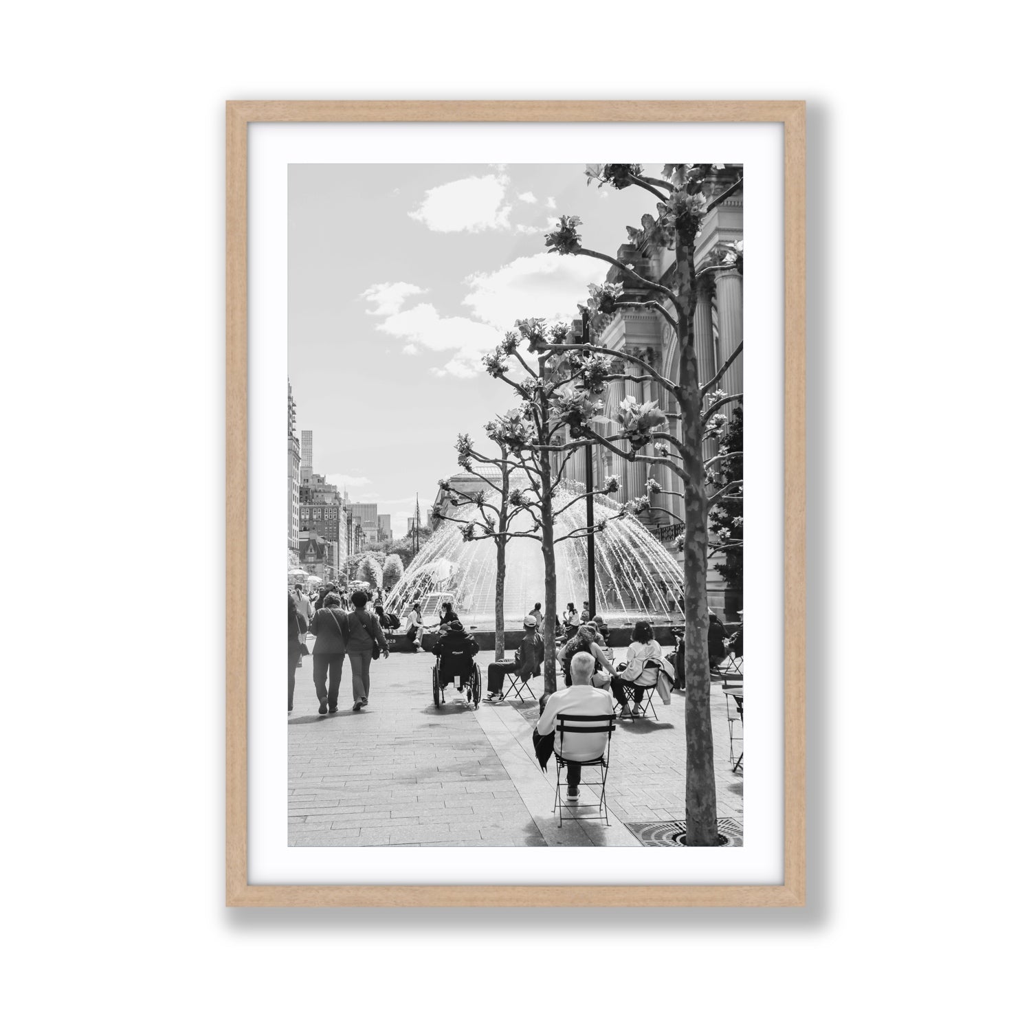 Luminary Noir New York NYC Black & White wall art Giant fine art print in natural oak frame with matboard