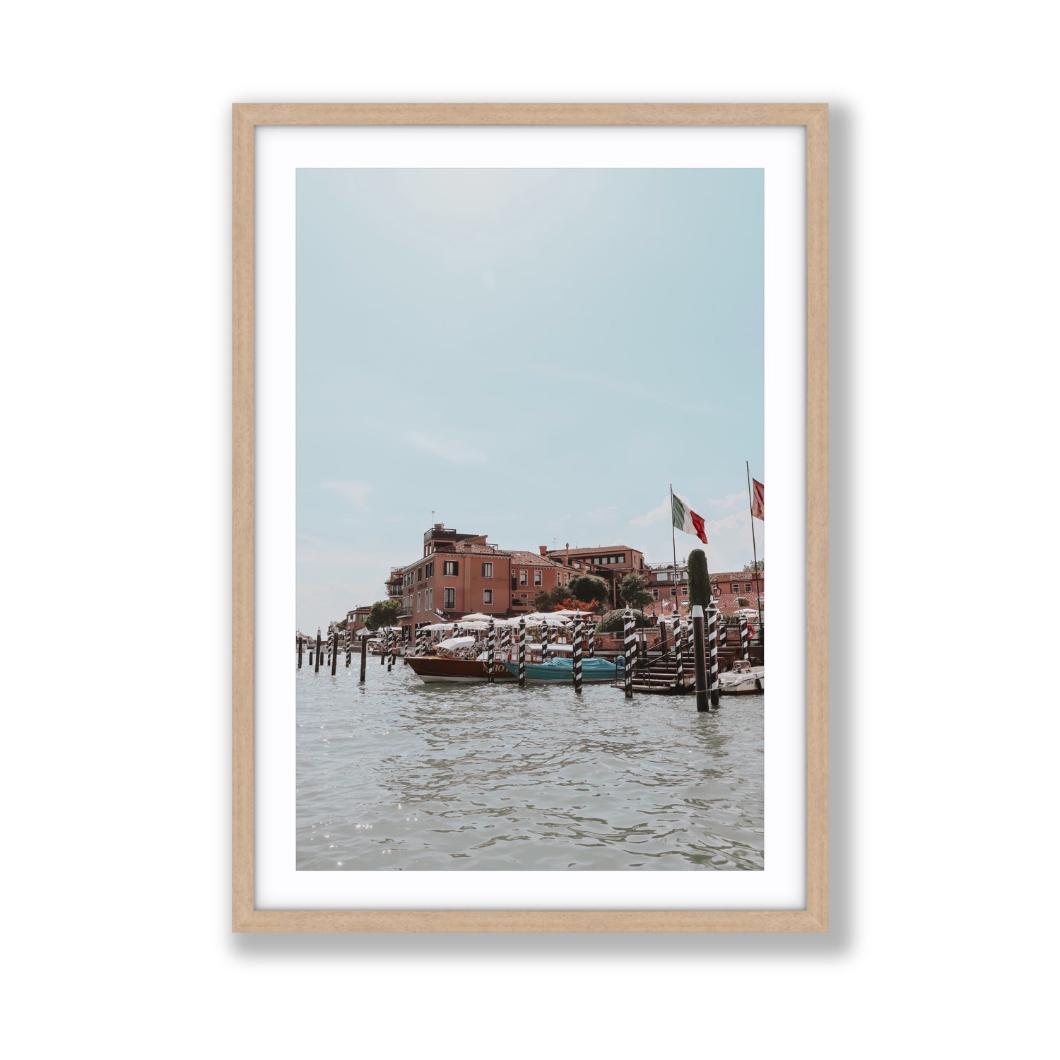 Giudecca Island Venice wall art Giant fine art print in natural oak frame with matboard