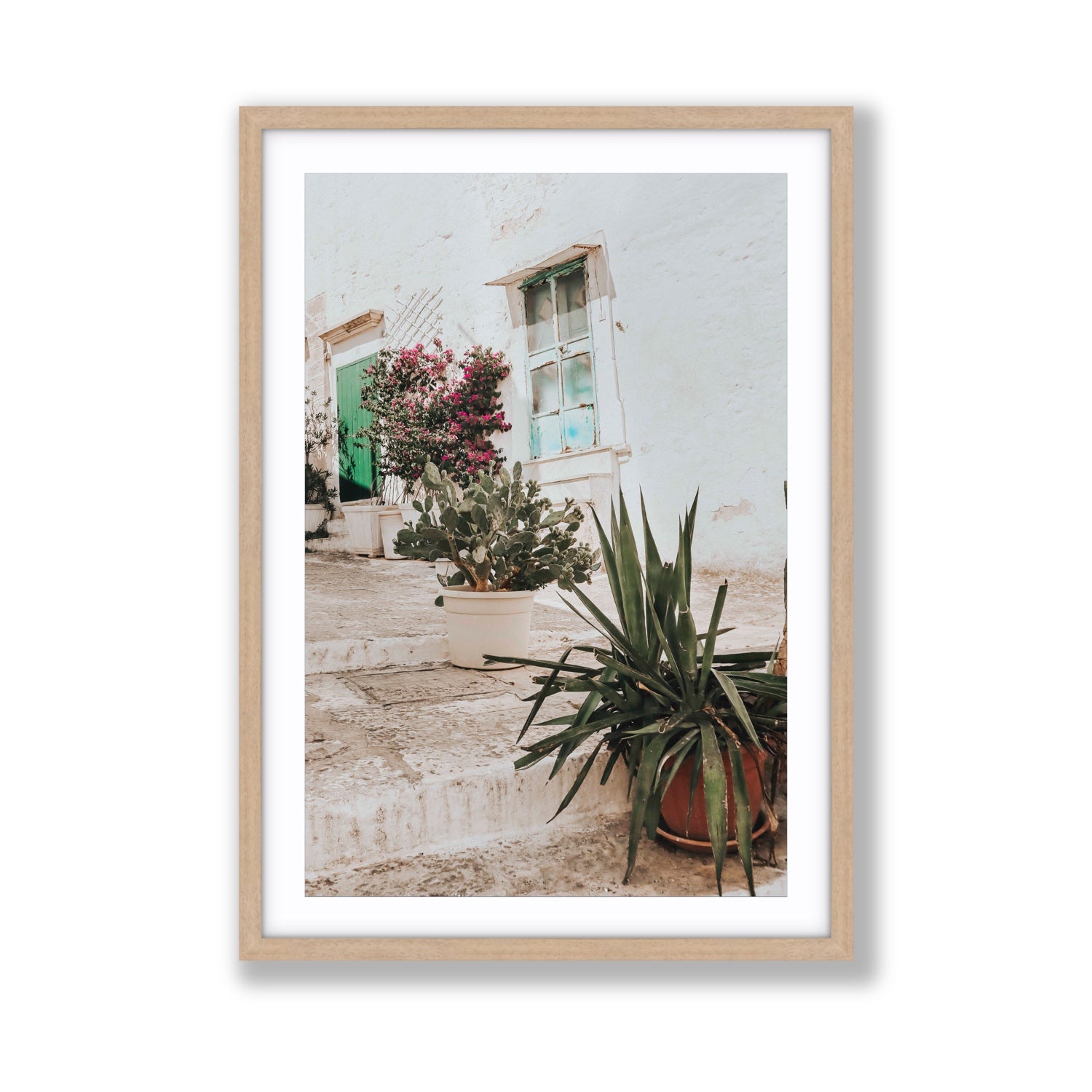 Giardino Segreto Puglia Ostuni wall art Giant fine art print in natural oak frame with matboard