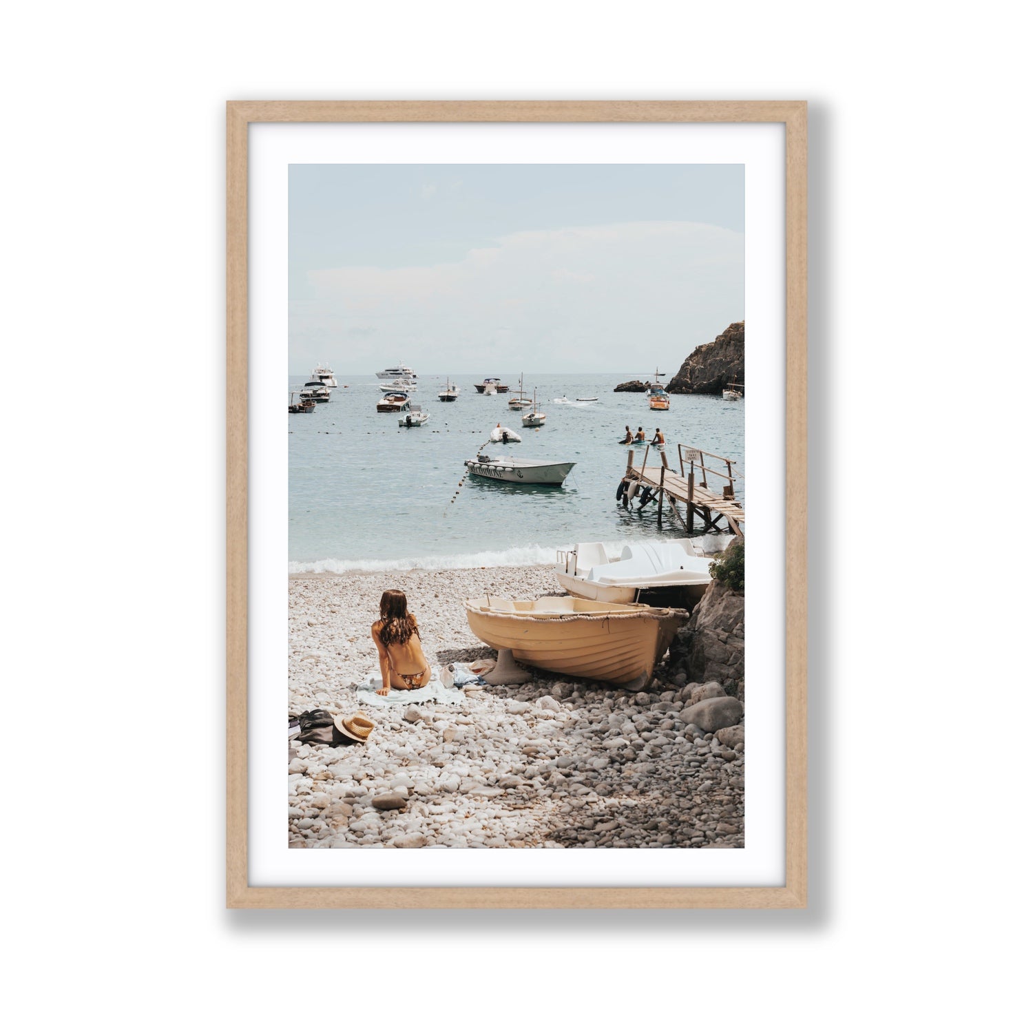 Solo Sojourn Nerano wall art Giant fine art print in natural oak frame with matboard
