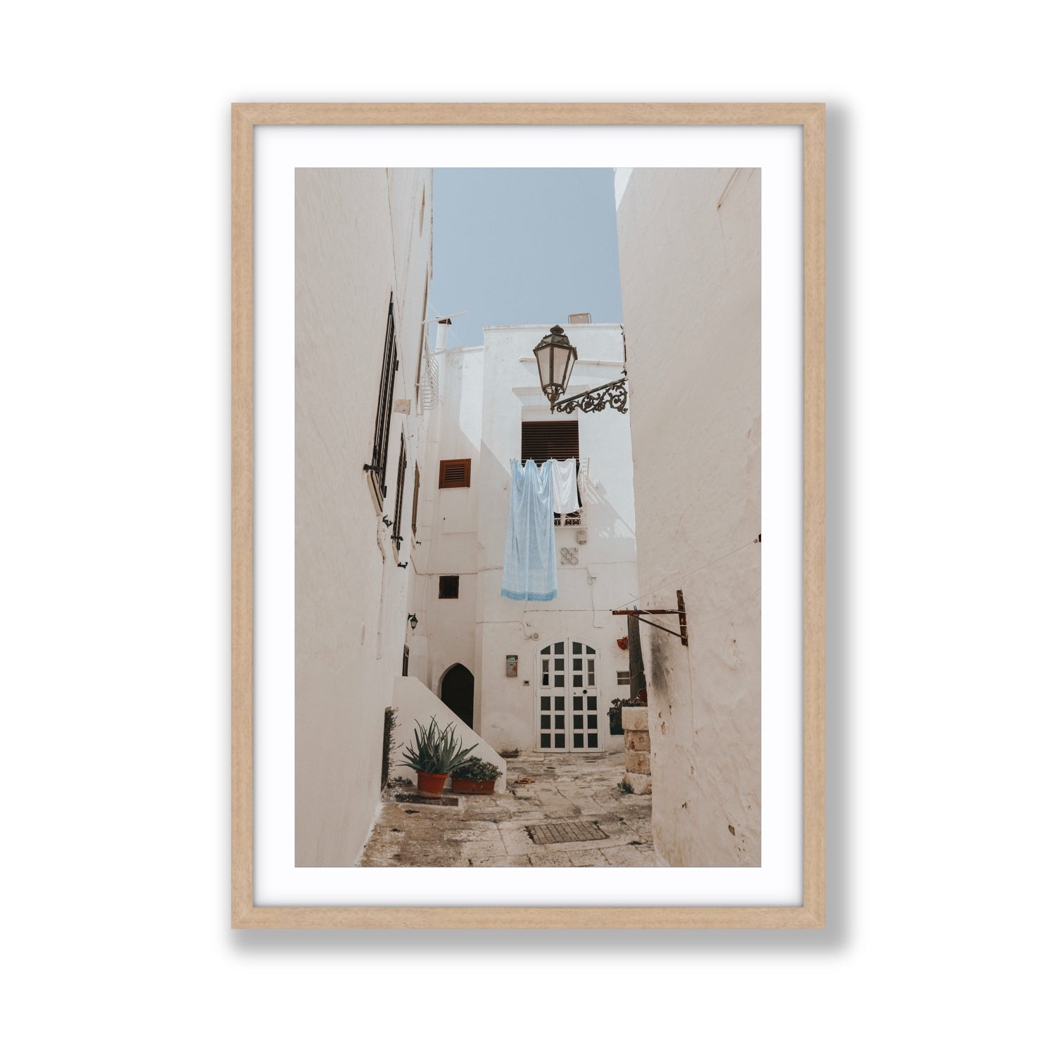 Laundry Day fine art print, Puglia, Italy, Giant, Natural Oak Frame · Matboard, Fine Art Print