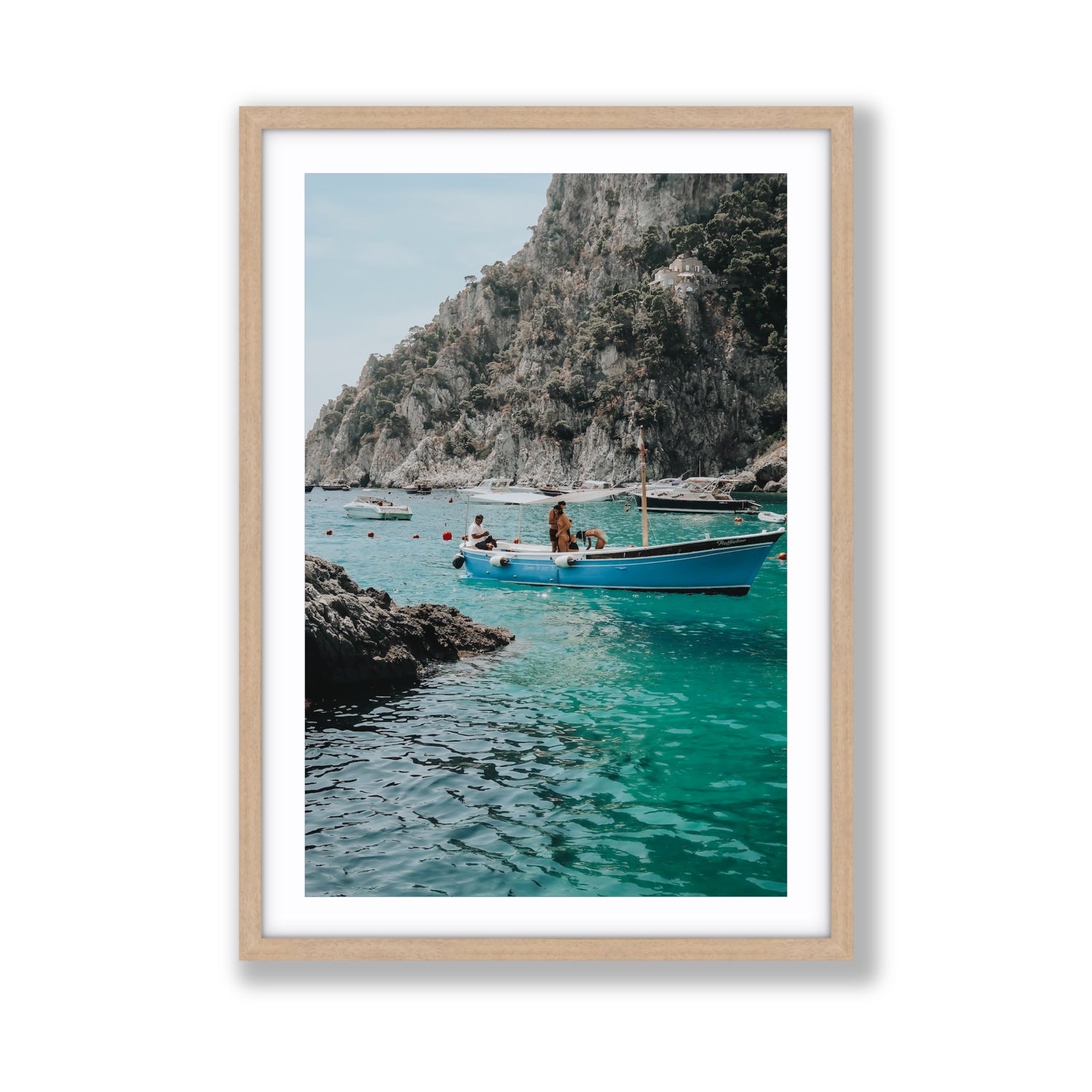 Emerald Escape fine art print, Capri, Italy, Giant, Natural Oak Frame · Matboard, Fine Art Print