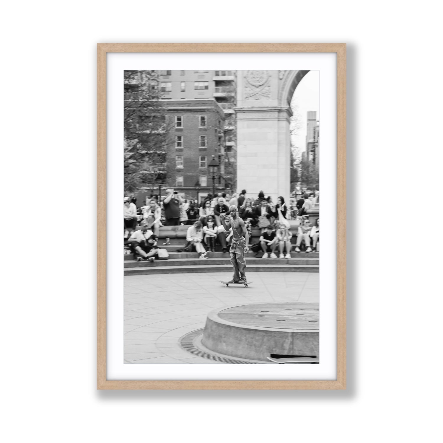Parkside Pirouettes New York NYC Black & White wall art Giant fine art print in natural oak frame with matboard