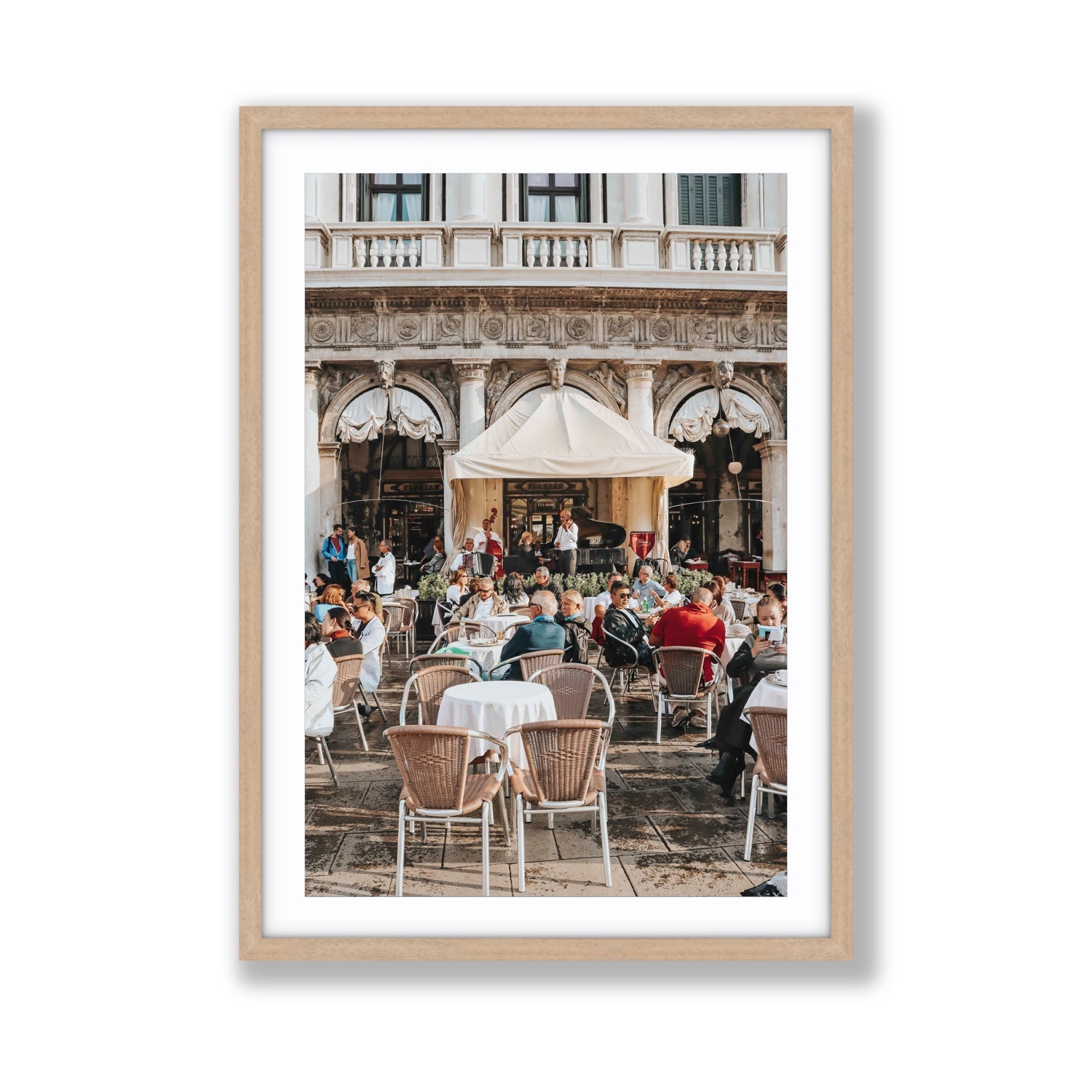 Piazza San Marco Venice Italian wall art Giant fine art print in natural oak frame with matboard