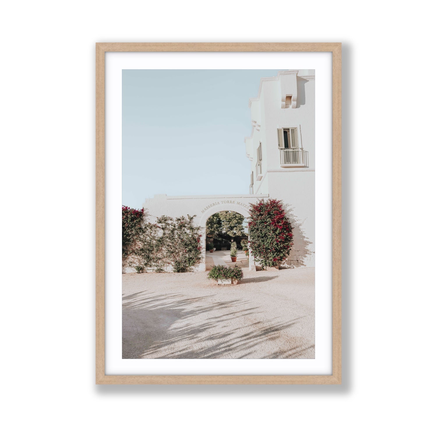 Villa Retreat fine art print, Puglia, Italy, Giant, Natural Oak Frame · Matboard, Fine Art Print