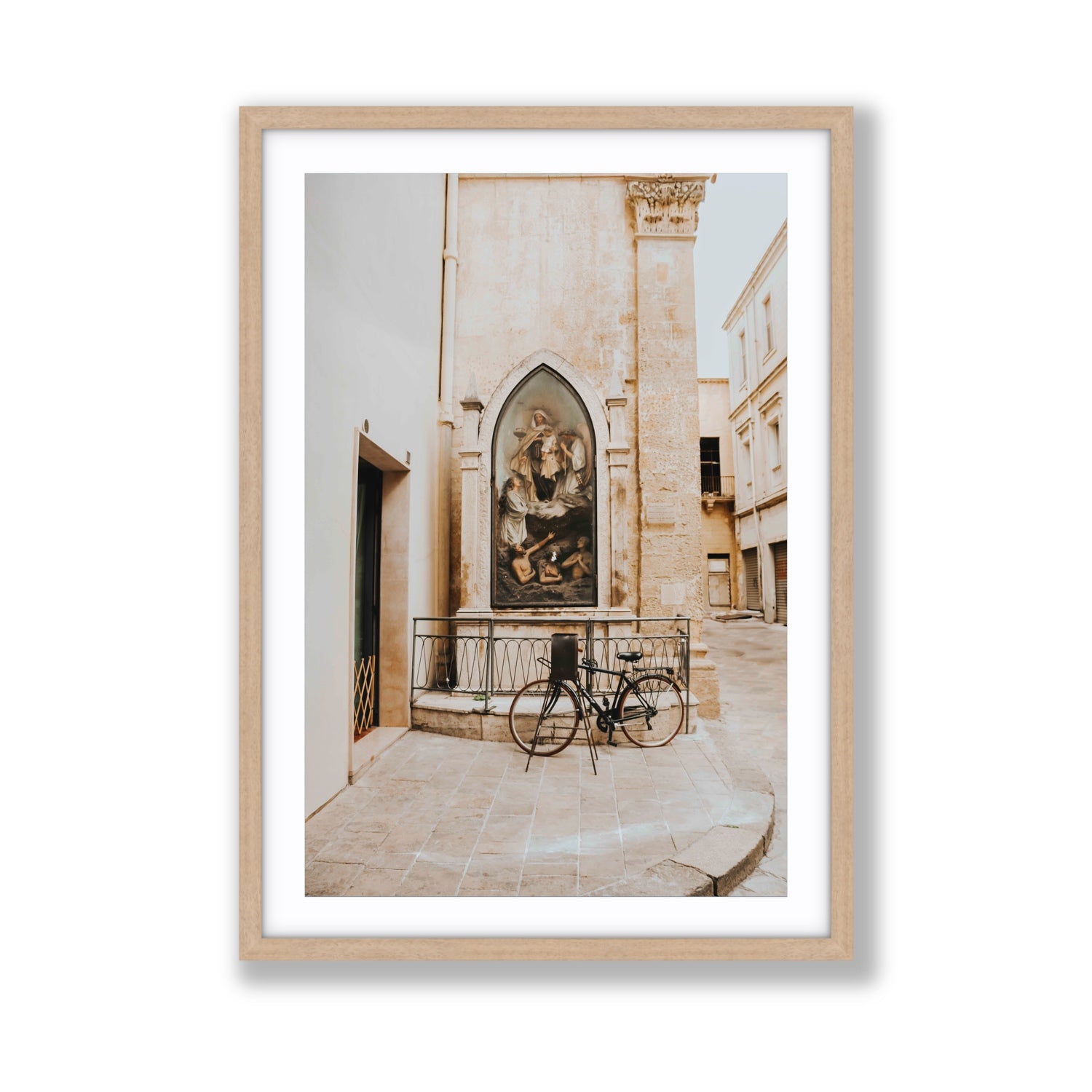 La Chiesa Puglia Otranto Italian wall art Giant fine art print in natural oak frame with matboard