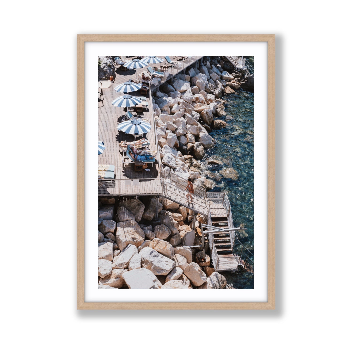 Life On The Shore fine art print, Ischia, Italy, Giant, Natural Oak Frame · Matboard, Fine Art Print