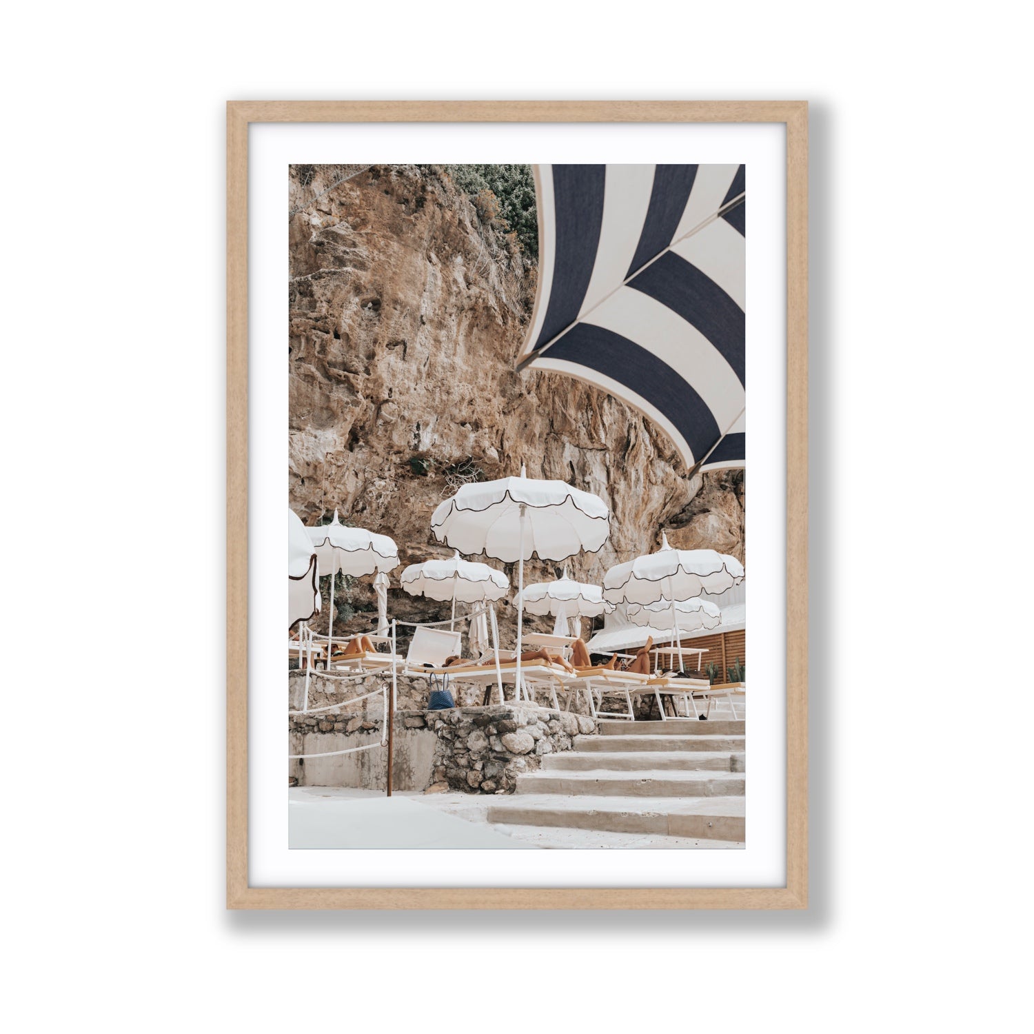 Rocky Refuge fine art print, Positano, Italy, Giant, Natural Oak Frame · Matboard, Fine Art Print