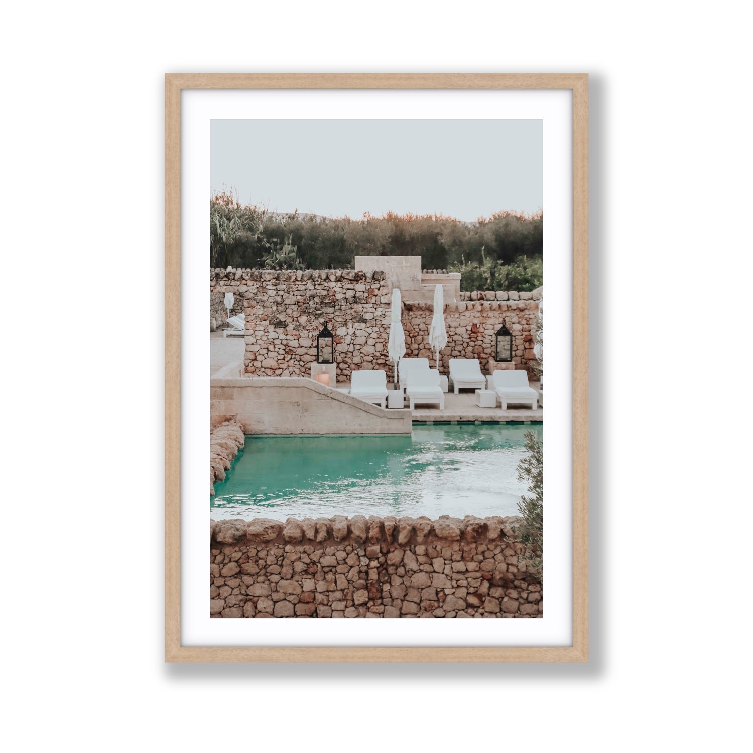 Stone Refuge fine art print, Puglia, Italy, Giant, Natural Oak Frame · Matboard, Fine Art Print