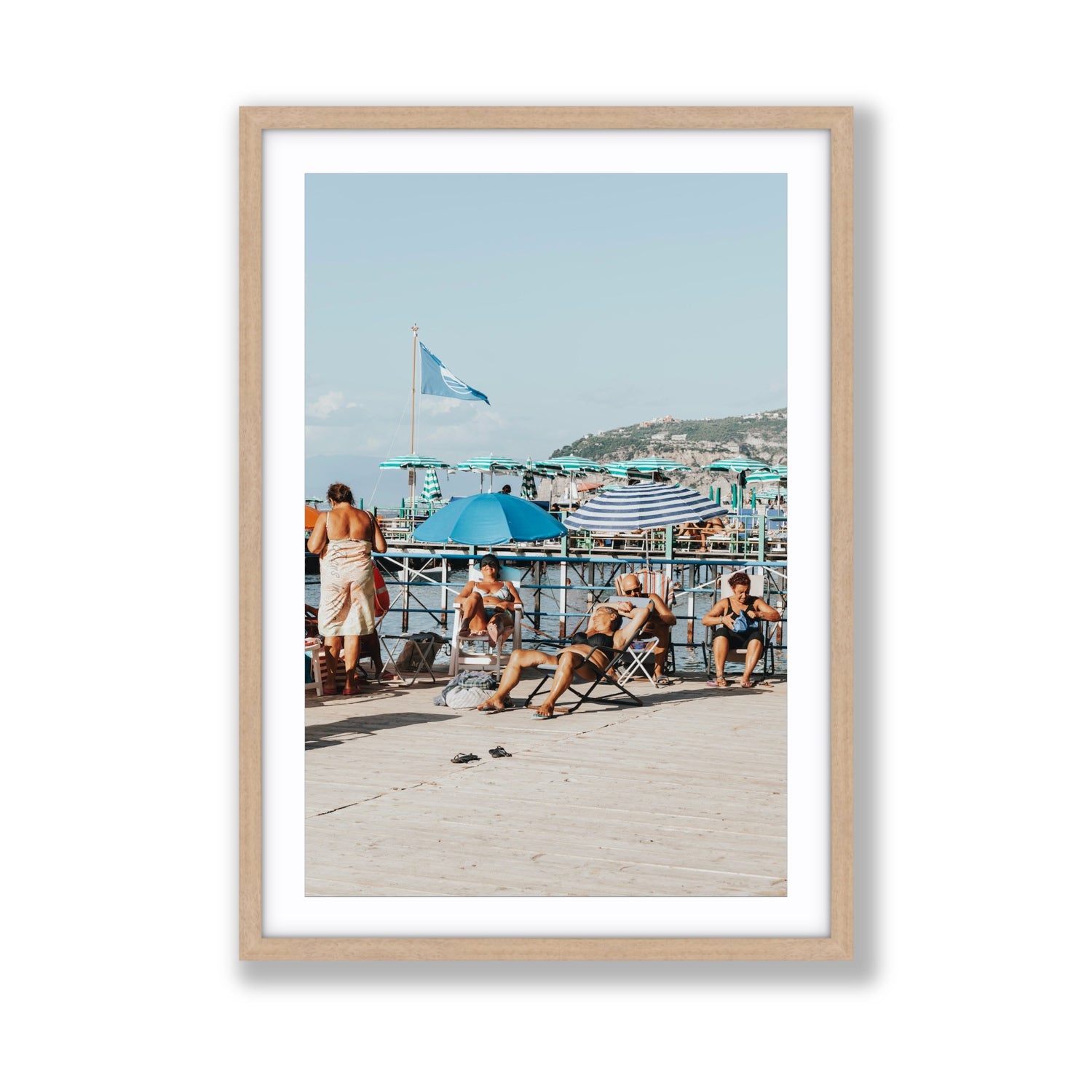 The Golden Years Sorrento Italian wall art Giant fine art print in natural oak frame with matboard