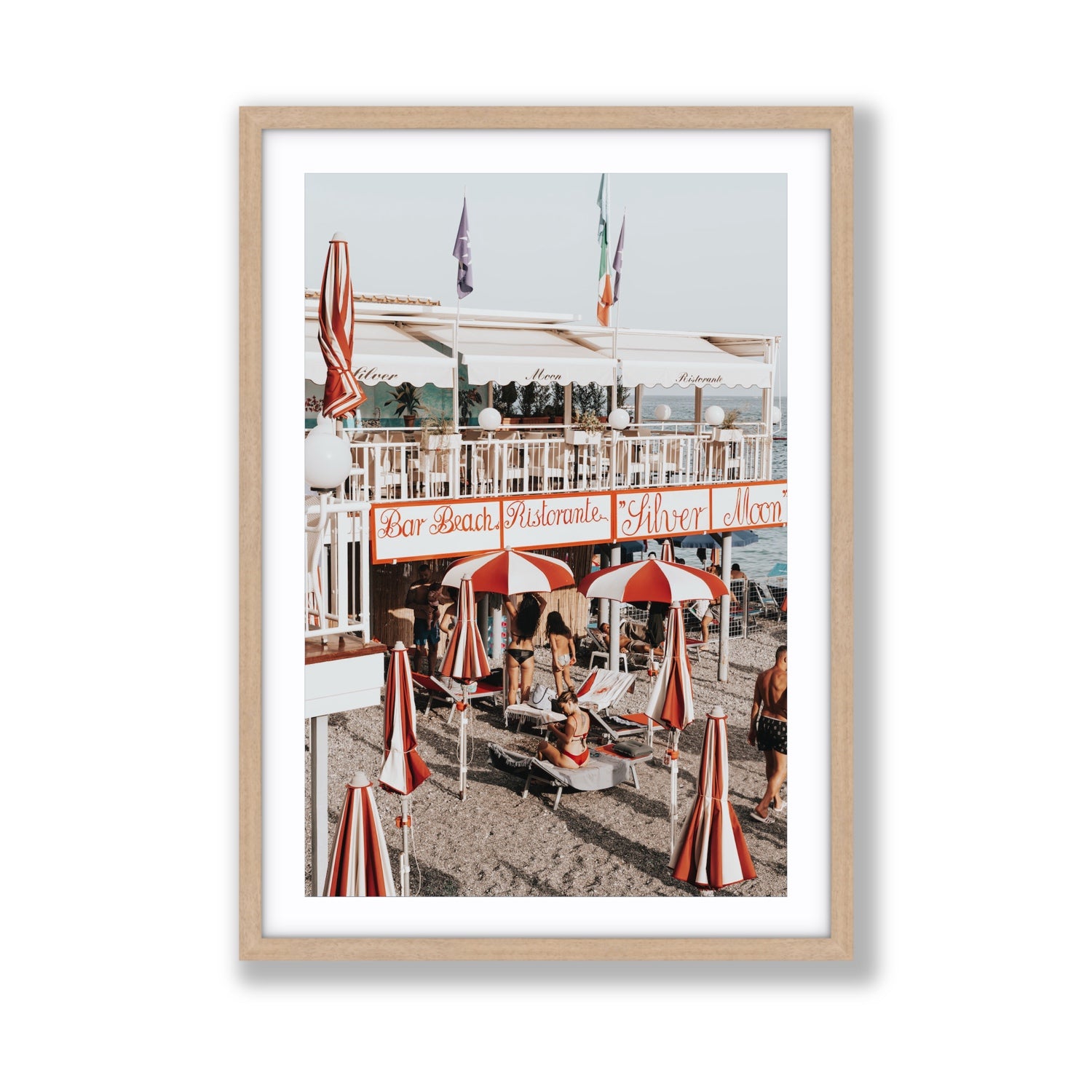 Vintage Amalfi Amalfi Mediterranean wall art Giant fine art print in natural oak frame with matboard
