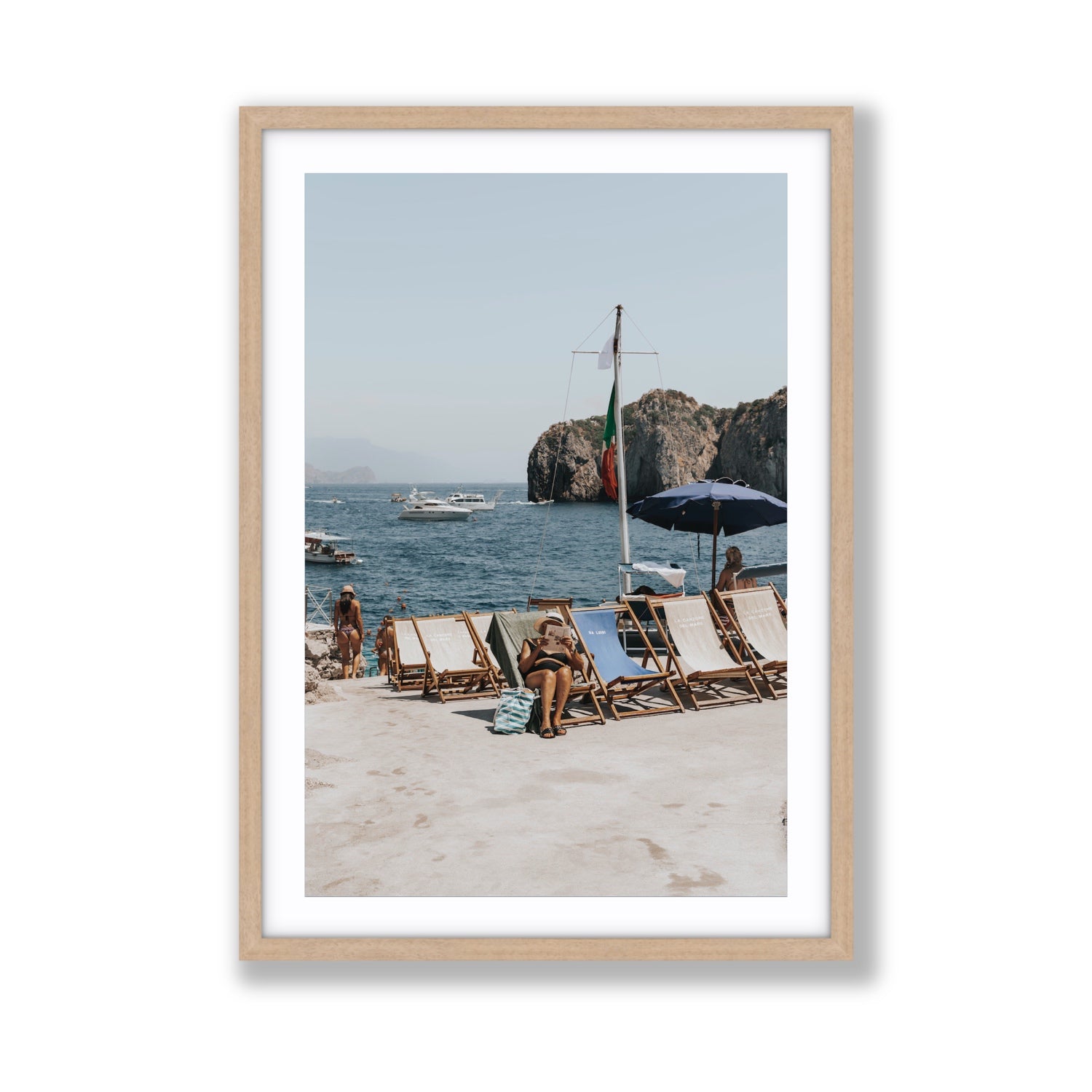 Vintage Sun Goddess fine art print, Capri, Italy, Giant, Natural Oak Frame · Matboard, Fine Art Print