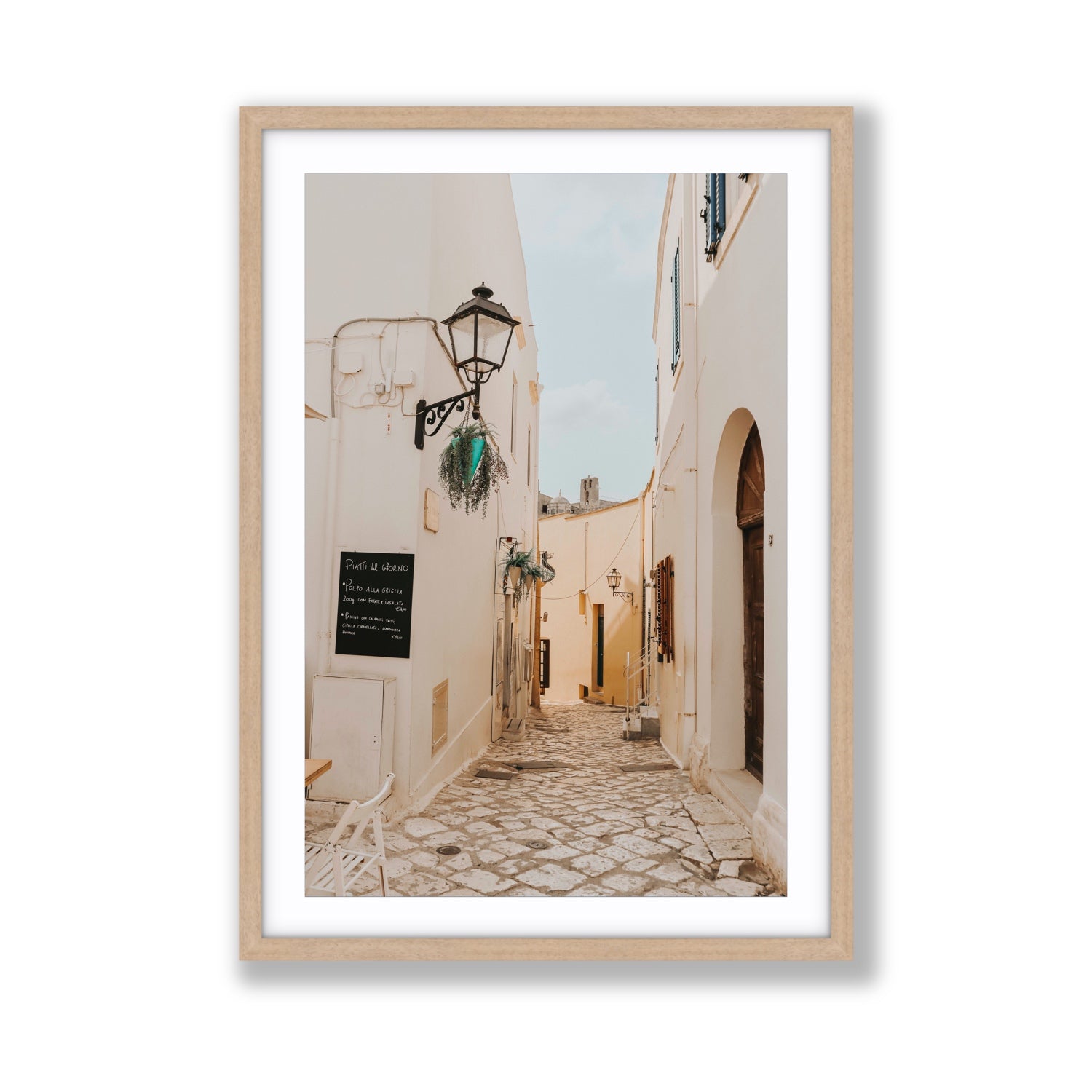 Twilight Passage Puglia Italian wall art Giant fine art print in natural oak frame with matboard