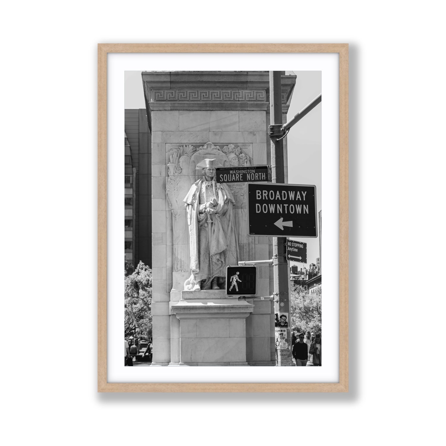 Silent Sentinels New York NYC Black & White wall art Giant fine art print in natural oak frame with matboard